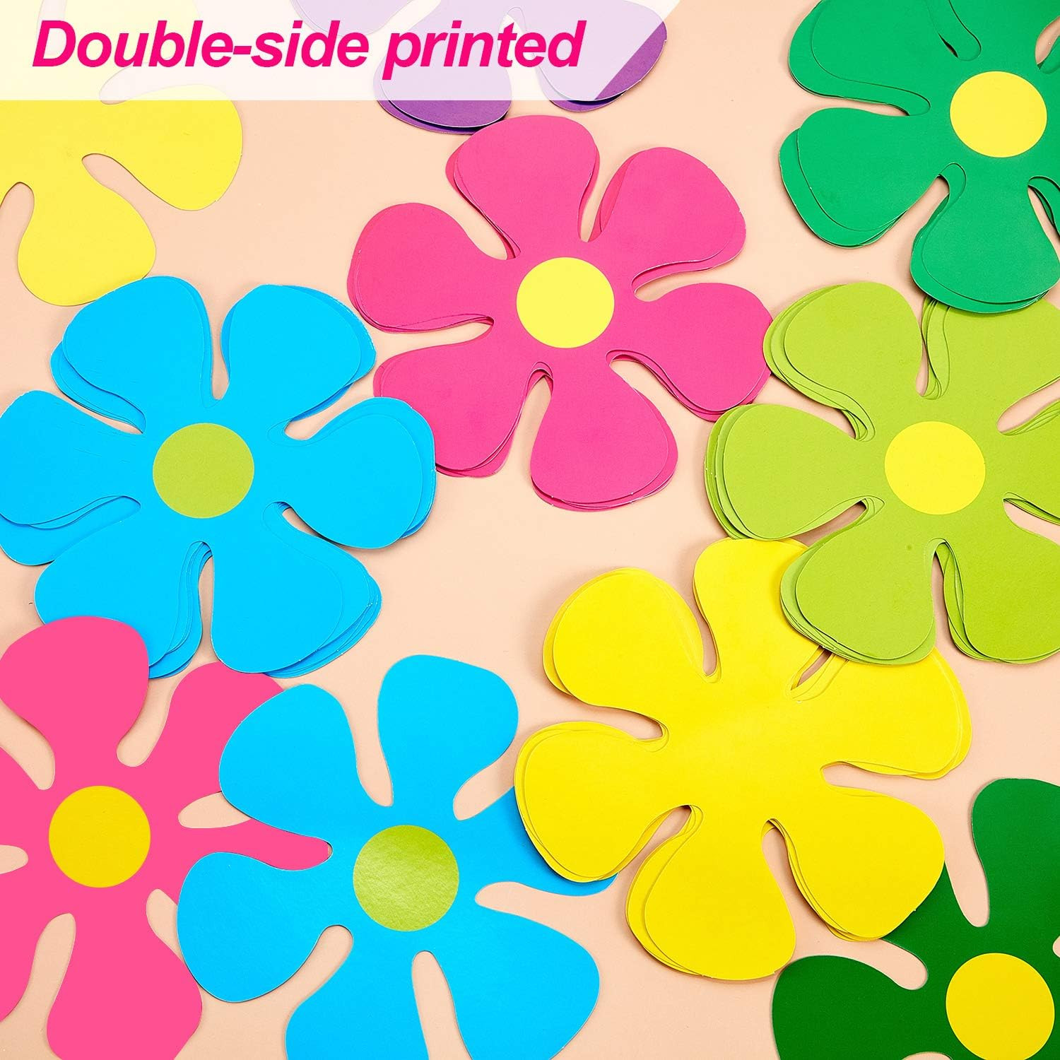 60 Pieces Retro Flower Shaped Cutouts 60S 70S 80S Mini Retro Car Flower Cutouts