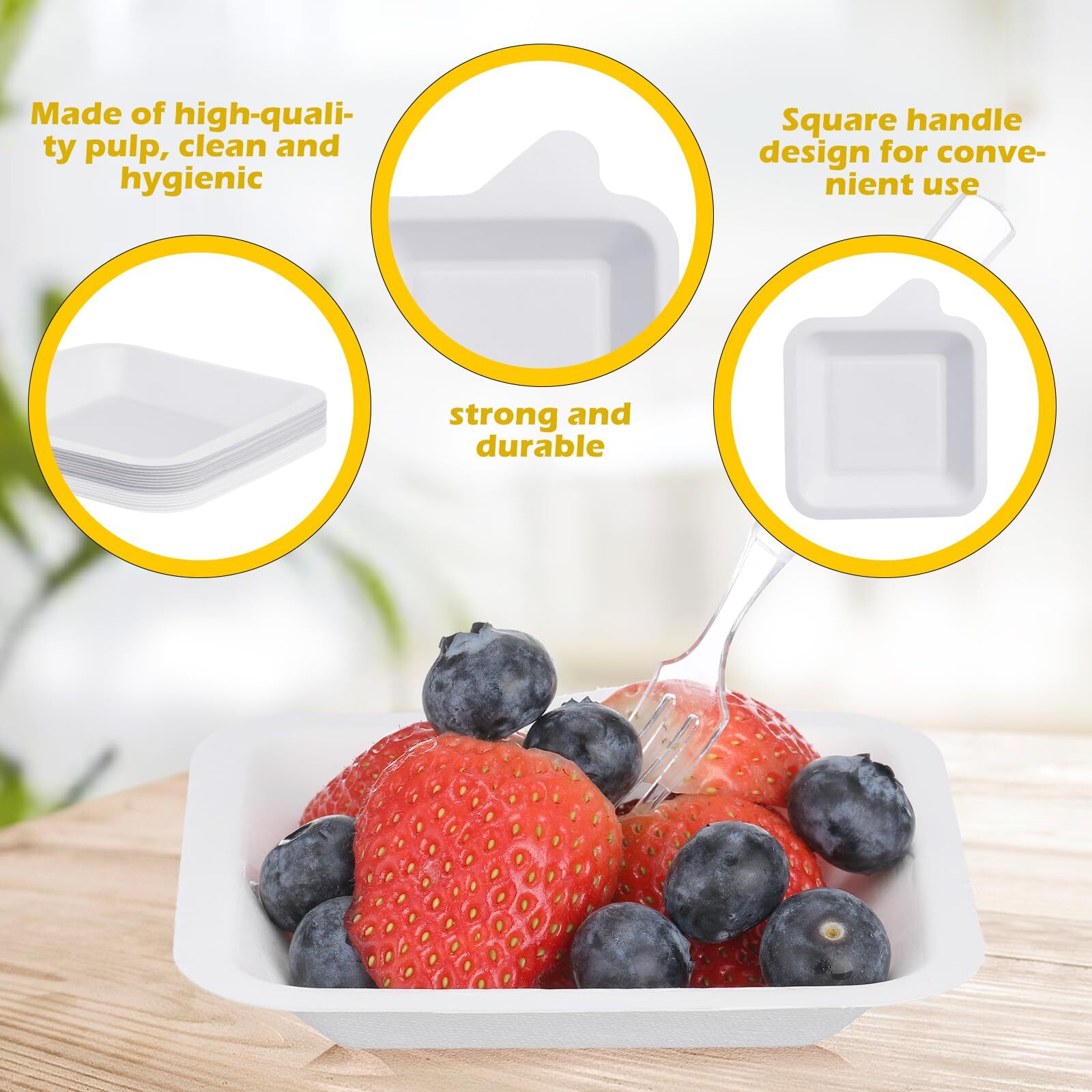 800 Pcs Small Paper Plates with Plastic Forks 4 Inch Disposable Square Dessert