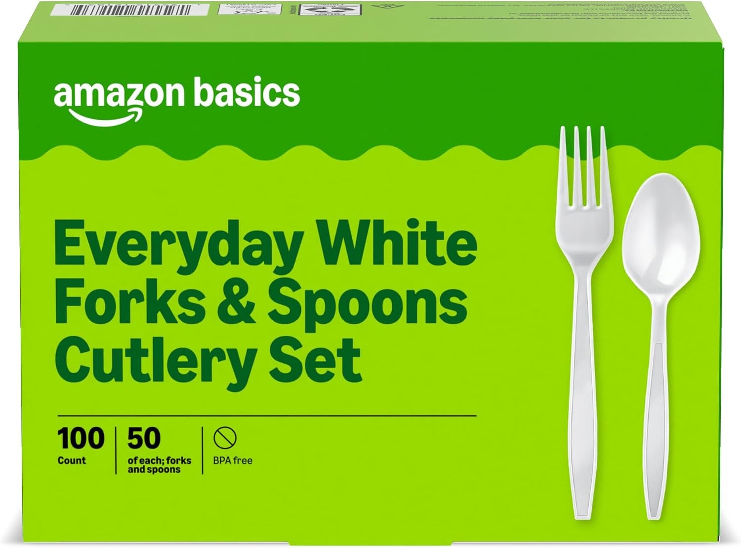 Disposable Everyday White Forks & Spoons, 100 Count