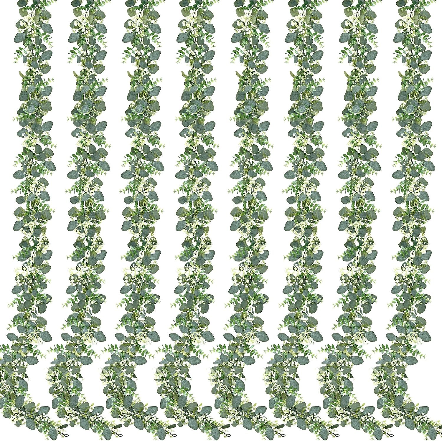 8 Pack Artificial Eucalyptus Garland Eucalyptus Leaves Vines Greenery Garland