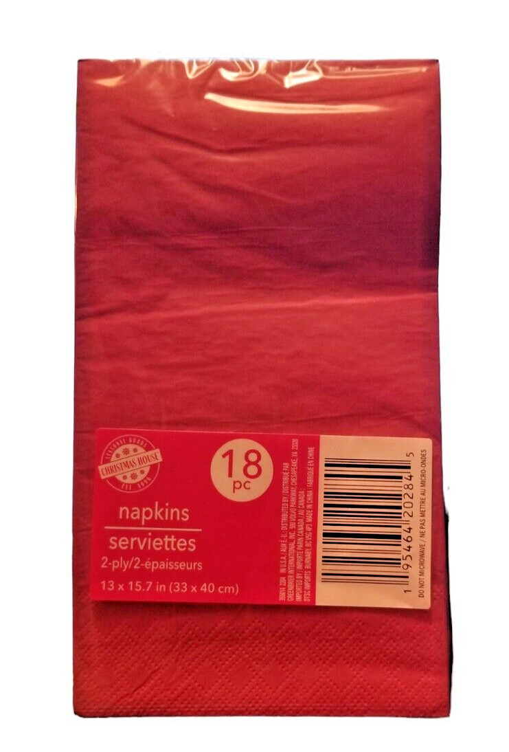 Party Napkins Solid Red Any Occasion 18 Count Pack 2-Ply 13″X 15.7″ Size Paper