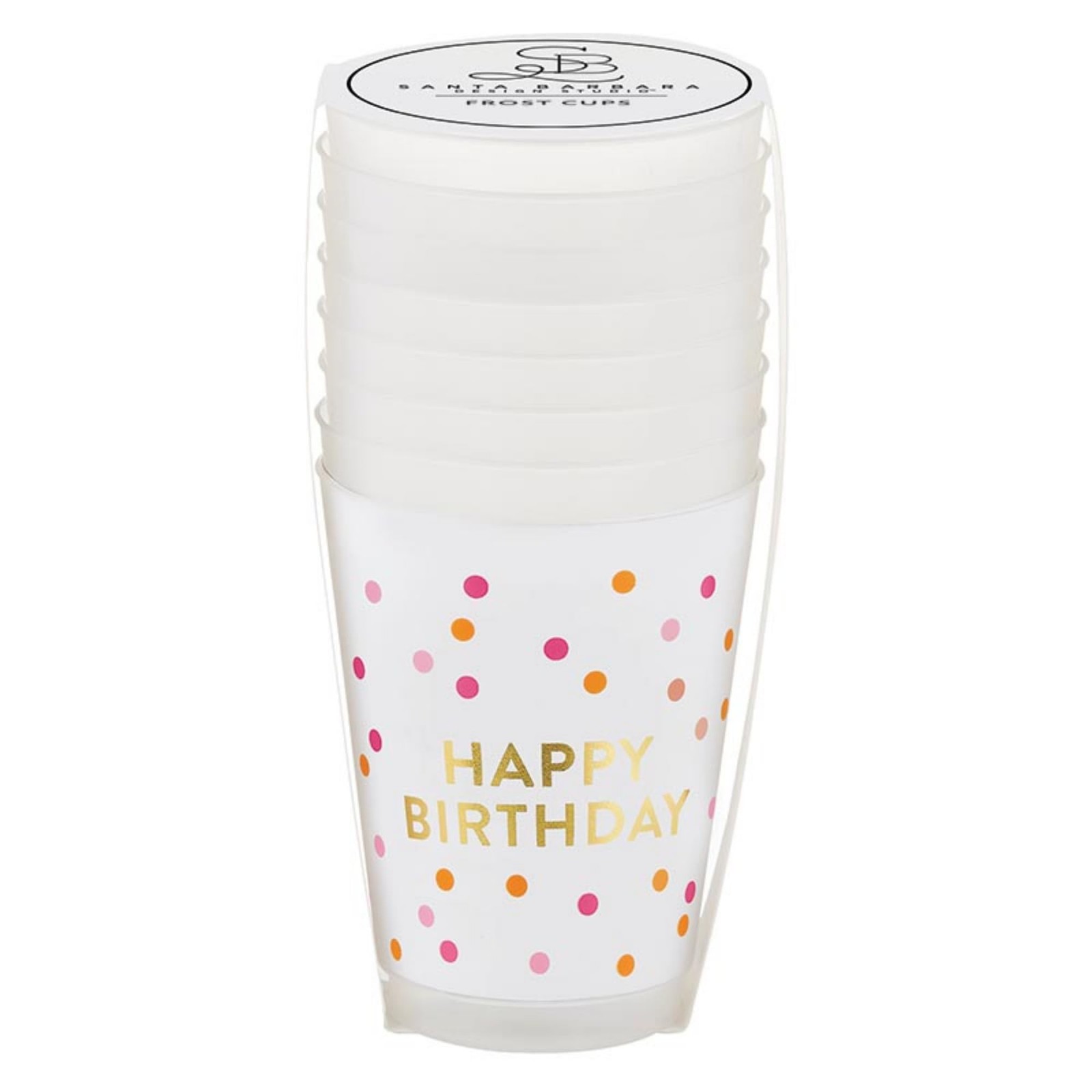 Happy Birthday Love Reusable Plastic Frost Cups 8-Count 16-Ounce