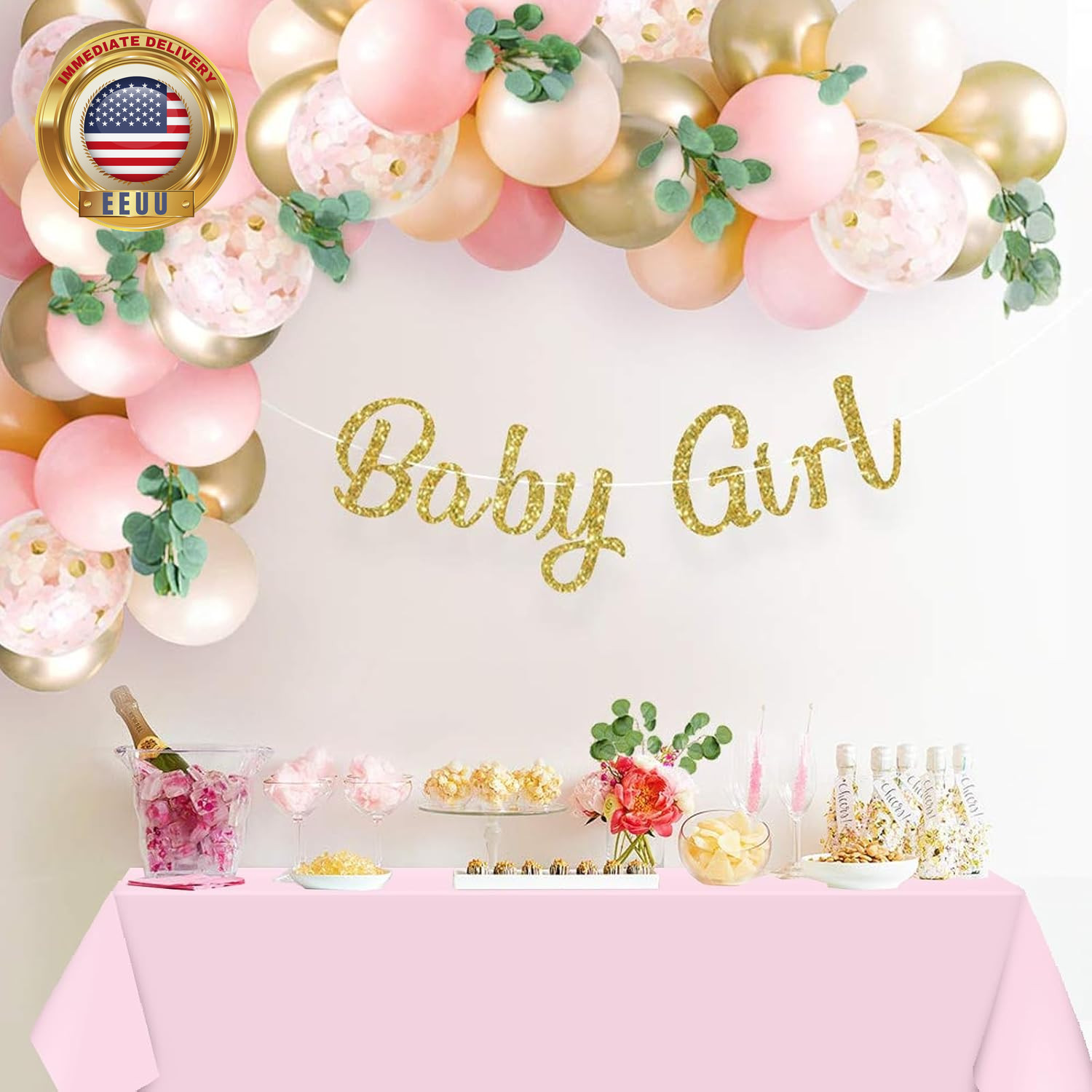 2 Pack Gender Reveal Plastic Tablecloths, Disposable Rectangle Pink and Blue Pas