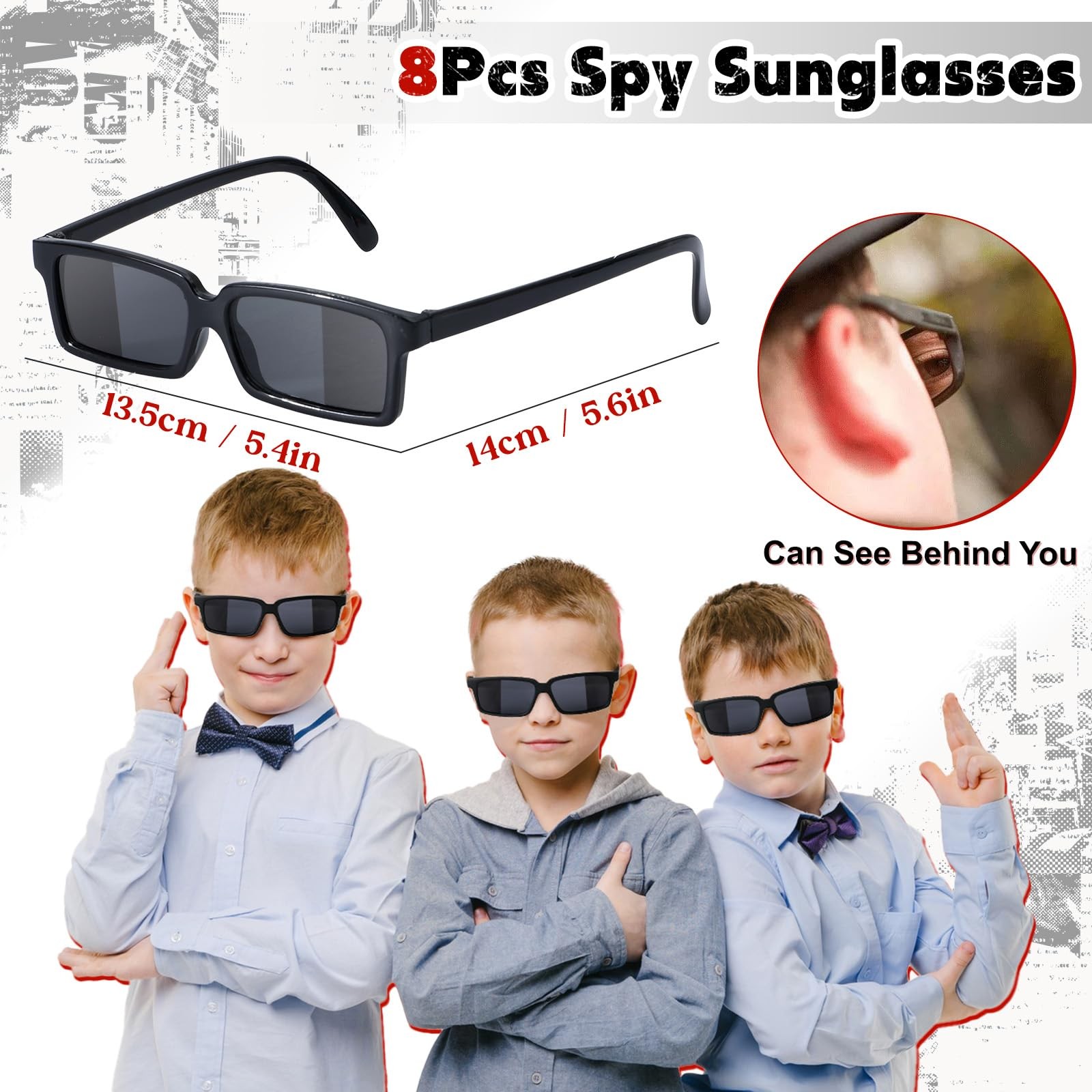 Spy Detective Party Favors Kids Glasses Ink Pen Magnifying Glass Card