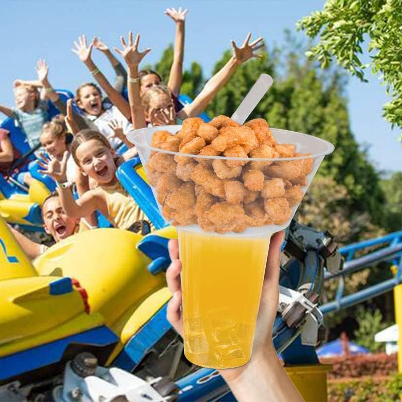 Snack and Drink Cup, 30 Sets Disposable Plastic Cup with Snack Bowl on Top Inclu