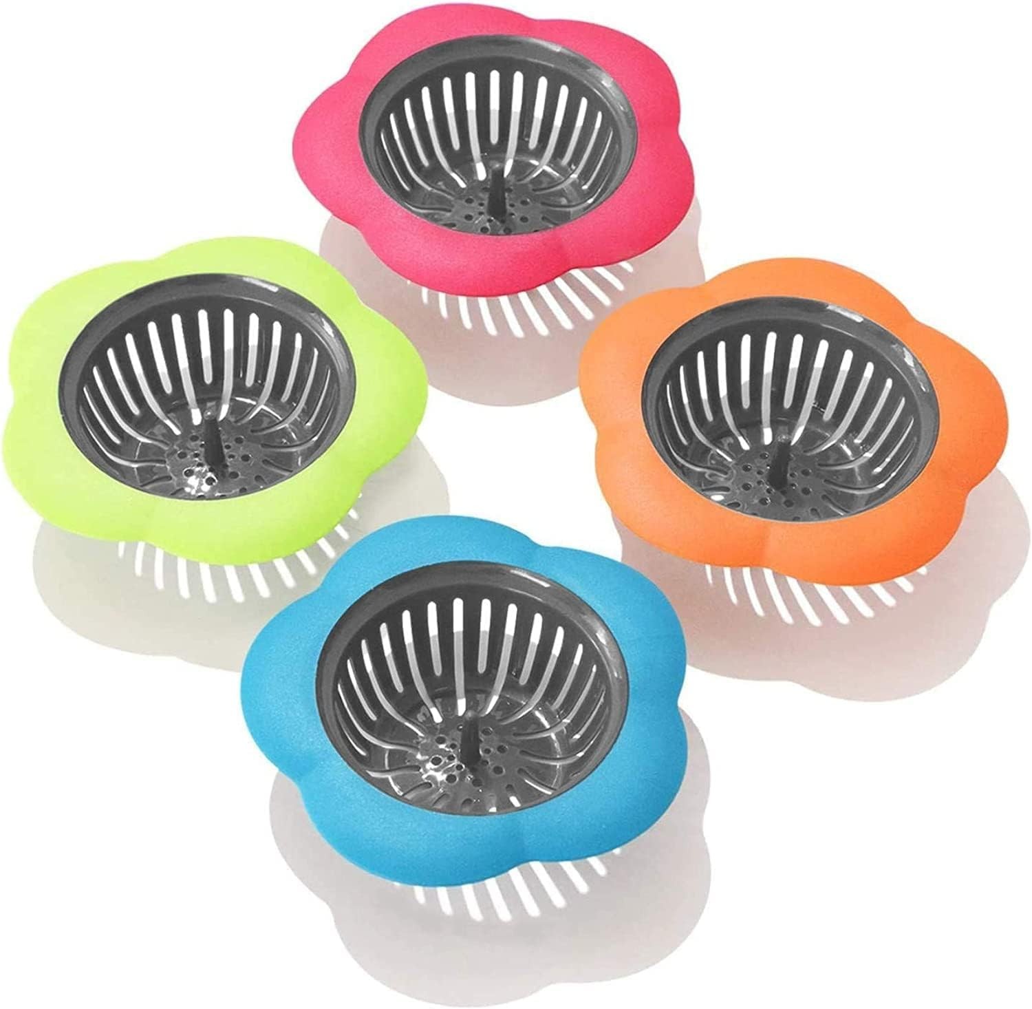 Plastic Sink Strainer, 4 Pack Flexible Kitchen Sink Drainers, Easy Clean Sink Dr