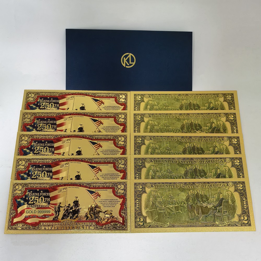 10pcs/lot US 250th Anniversary Gold Foil Commemorative Banknote Crafts Gift