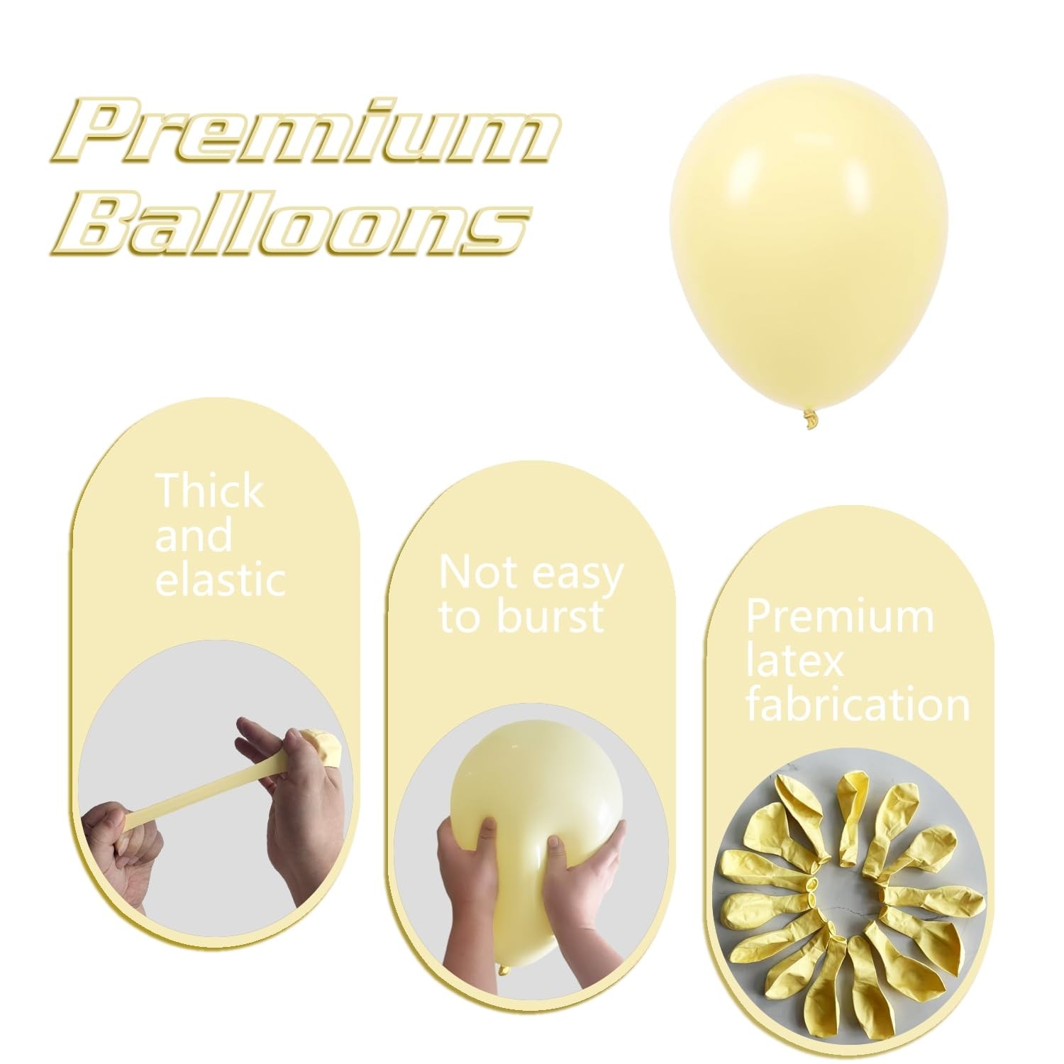 Pastel Yellow Balloons 145pcs Different Sizes 18 12 10 5 Inches Light Yellow …