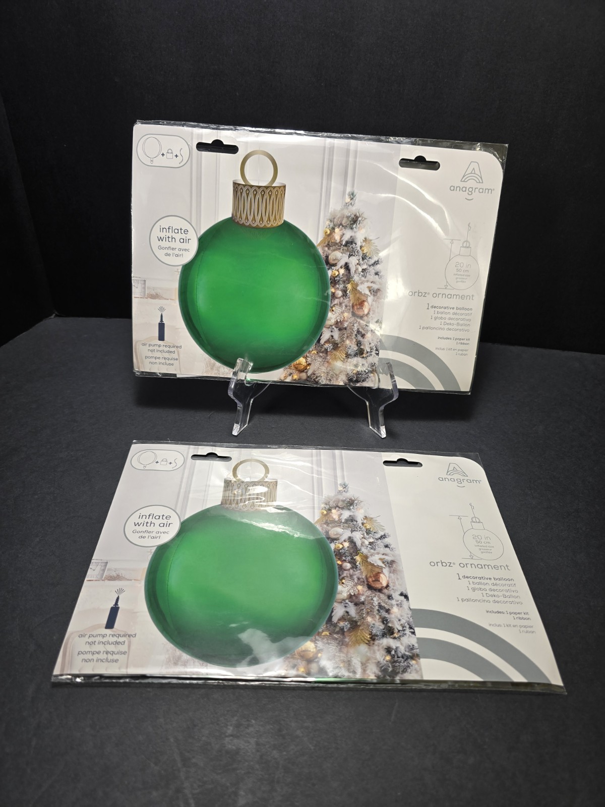 Lot of 5 Anagram Orbz Christmas Ornament Balloons 20″ Red Green Decor New