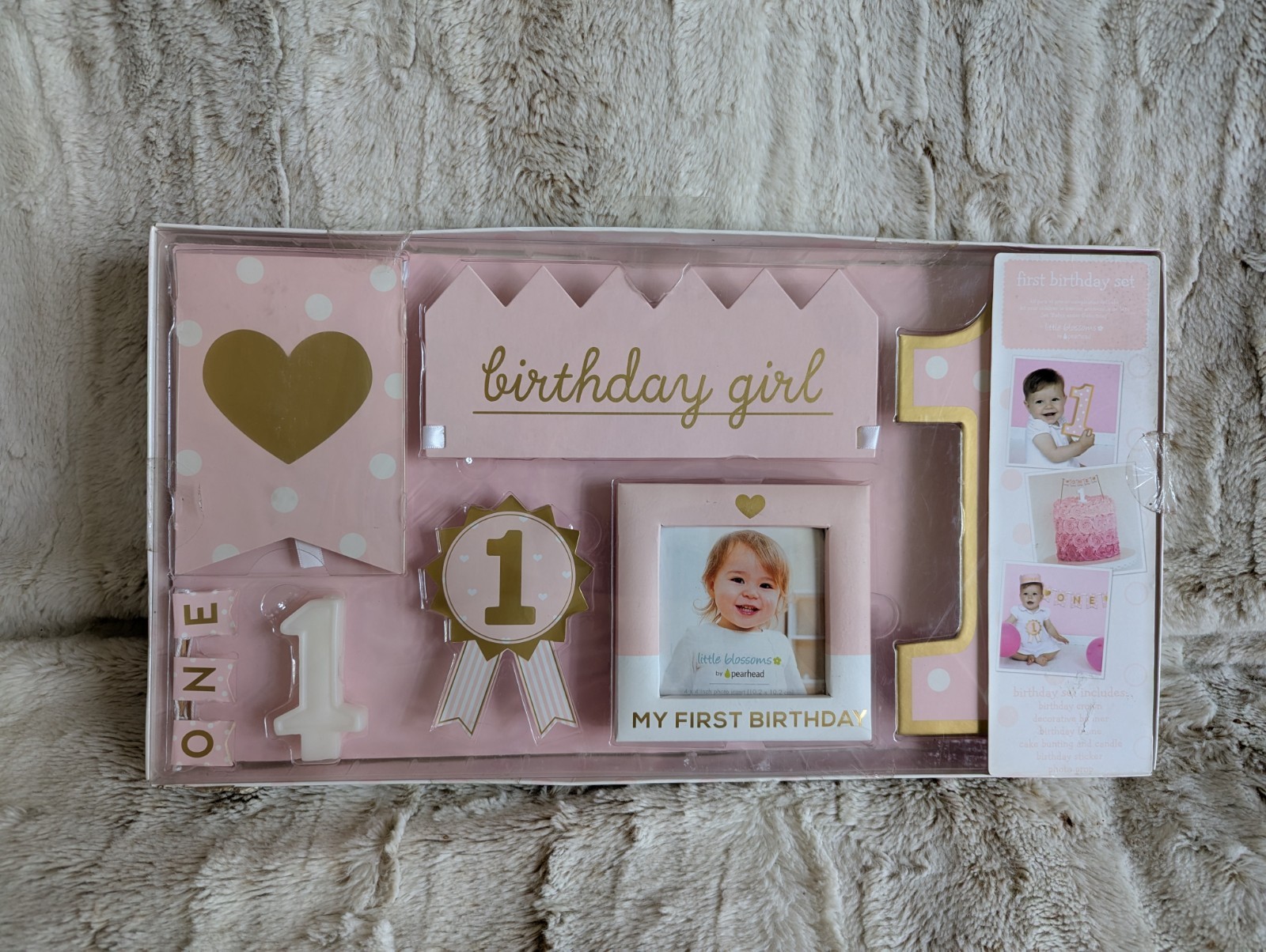 Little Blossoms by Pearhead Baby Girl First Birthday Decor Milestone Set New