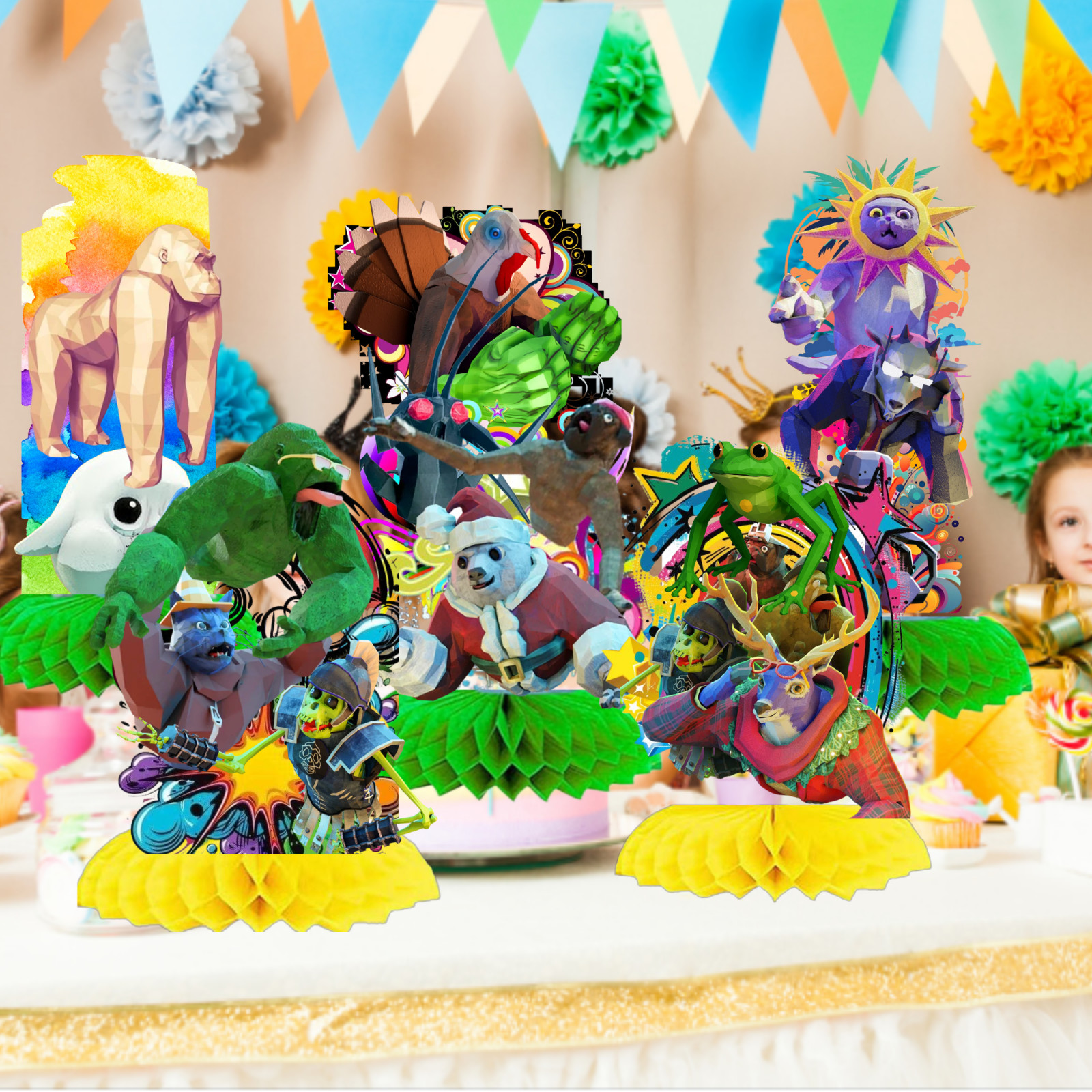ANIMAL COMPANY PARTY SUPPLIES BIRTHDAY DECORATION BALLOON TABLEWARE CUP PLATE