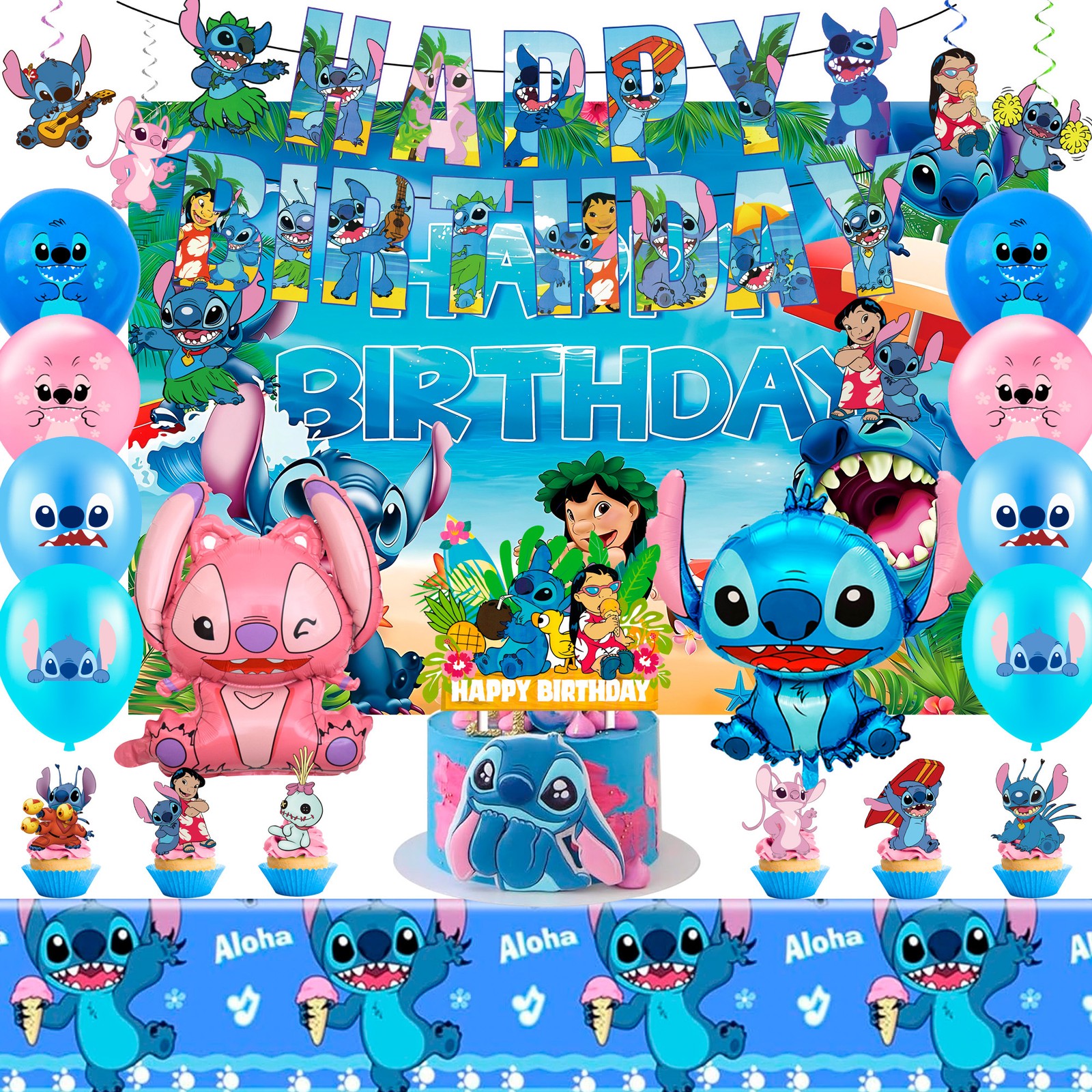 Lilo and Stitch Party Supplies Stitch Birthday Decorations Balloons Set Backdrop