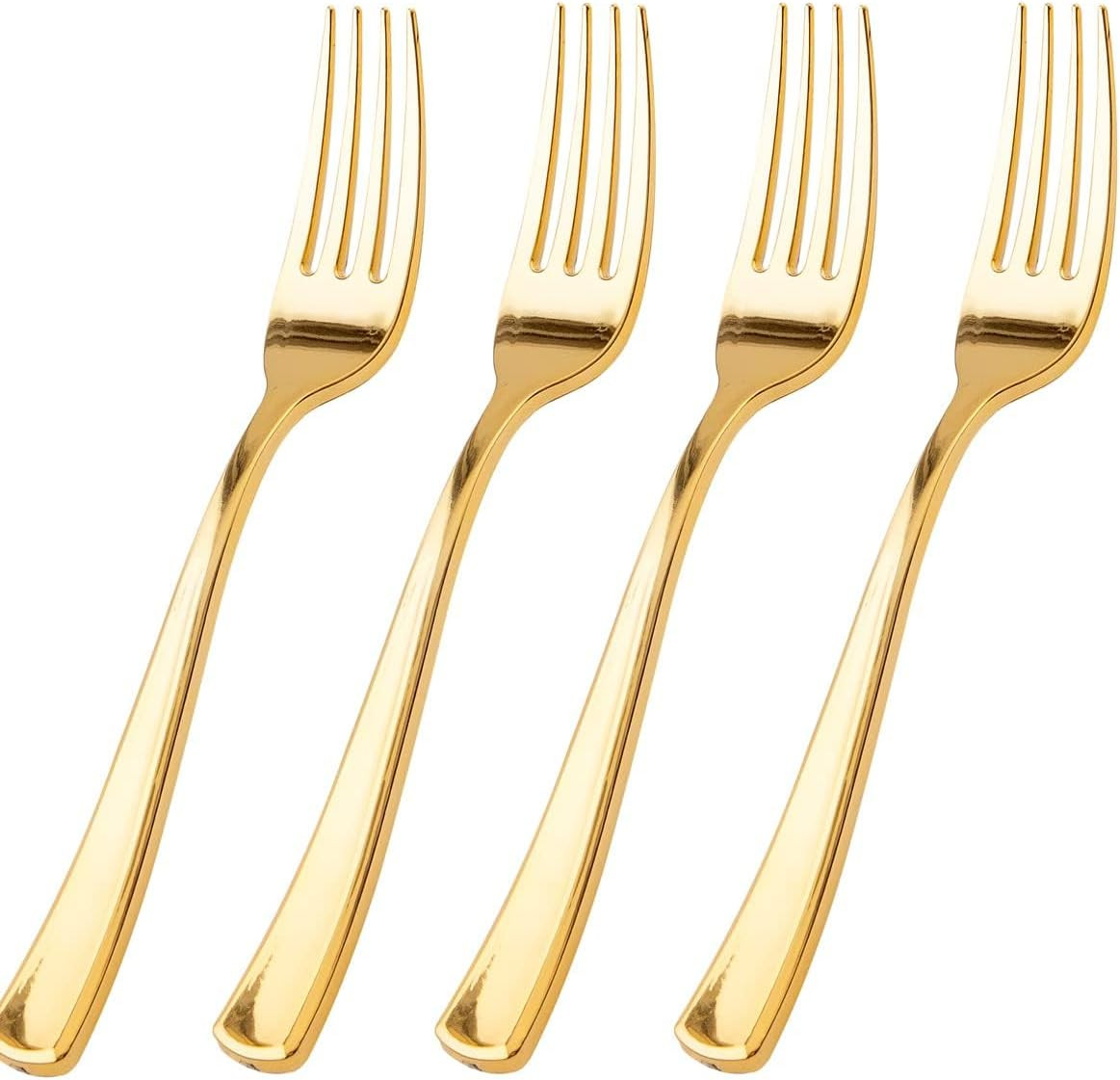 100 Pcs Gold Plastic Forks Heavy Duty – BPA-FREE, Sturdy&Durable Forks Disposabl