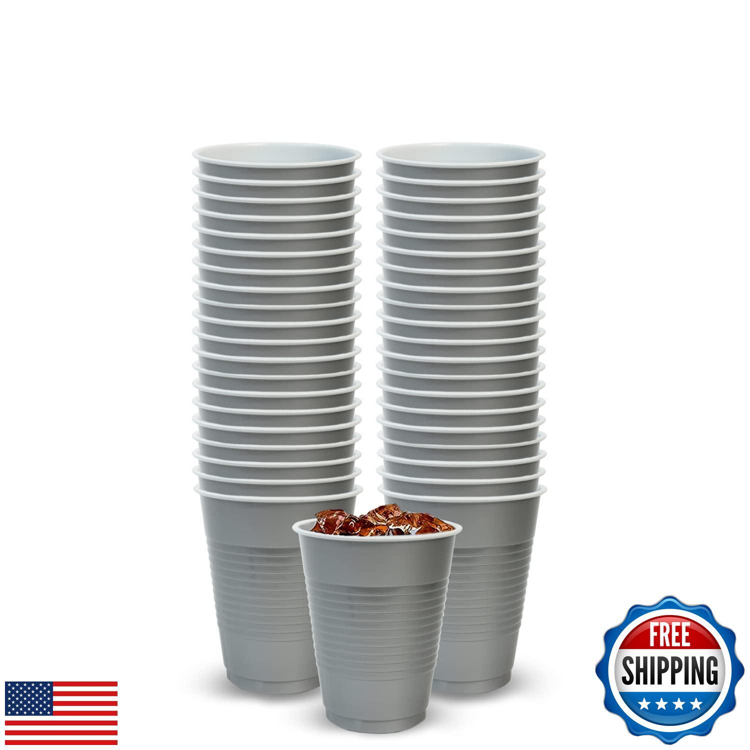 Silver Solid Color Premium Heavy Weight Plastic Cup (18 Oz.) 50 Count – Elega