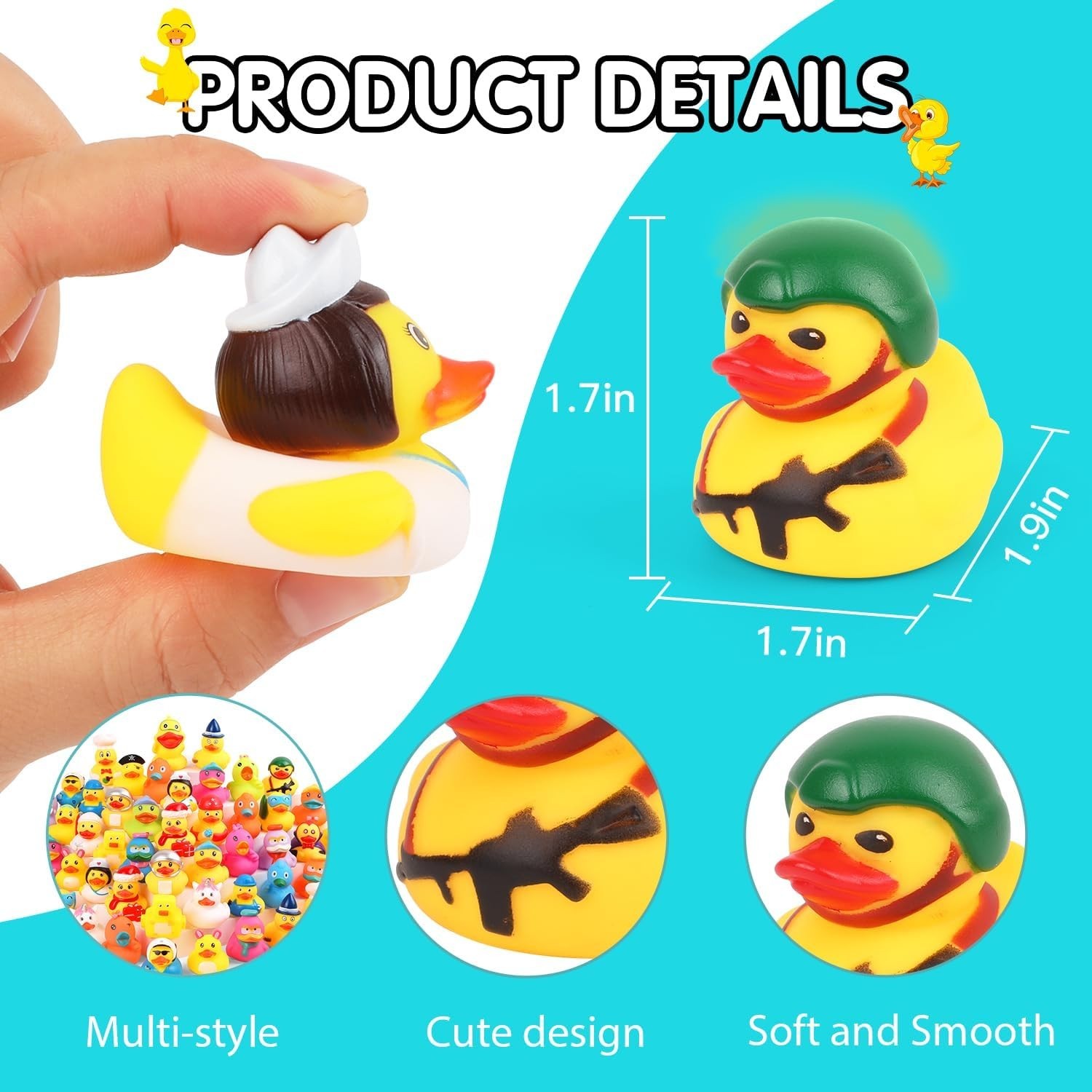 Rubber Ducks in Bulk,Assortment Duckies for Jeep Ducking Floater Duck Bath Toys