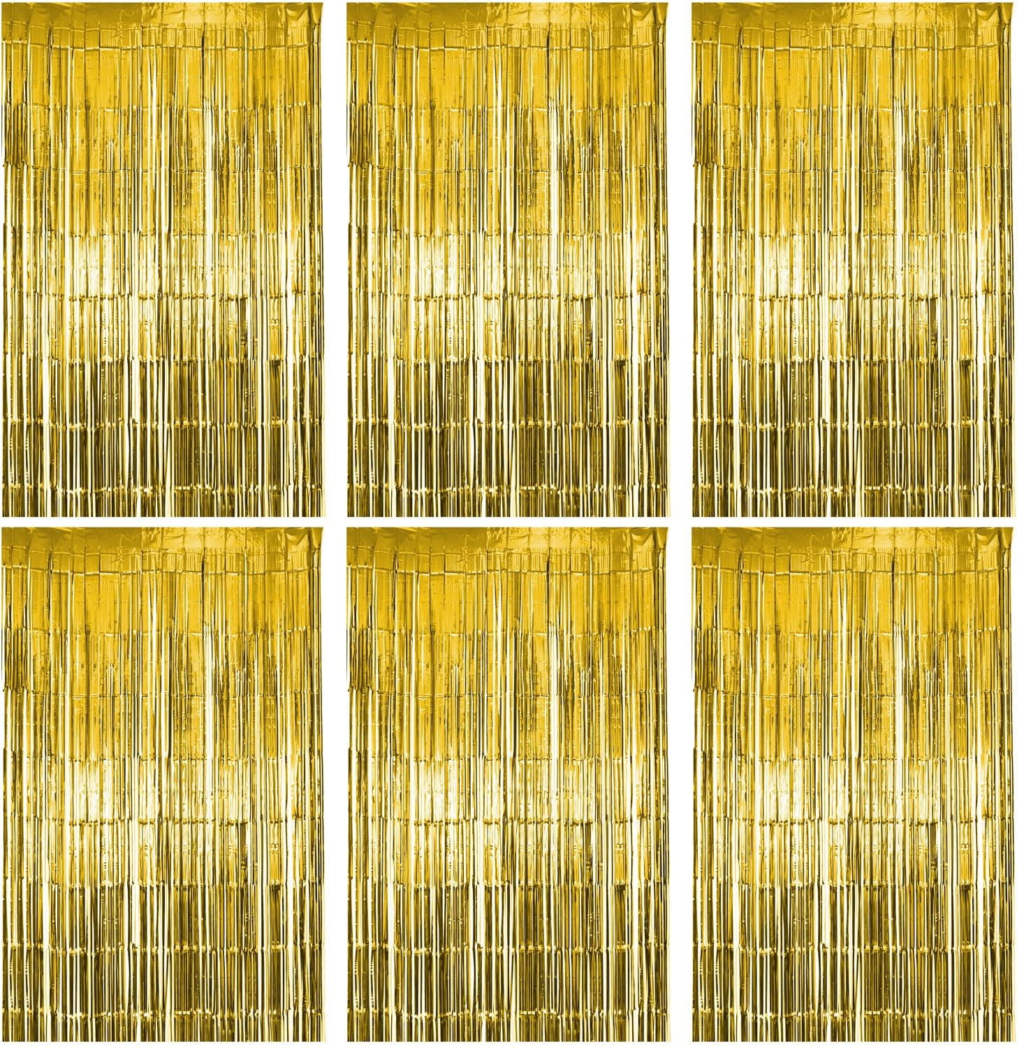 6-Pack Gold Foil Fringe Curtain Party Backdrop Tinsel Streamer Decoration