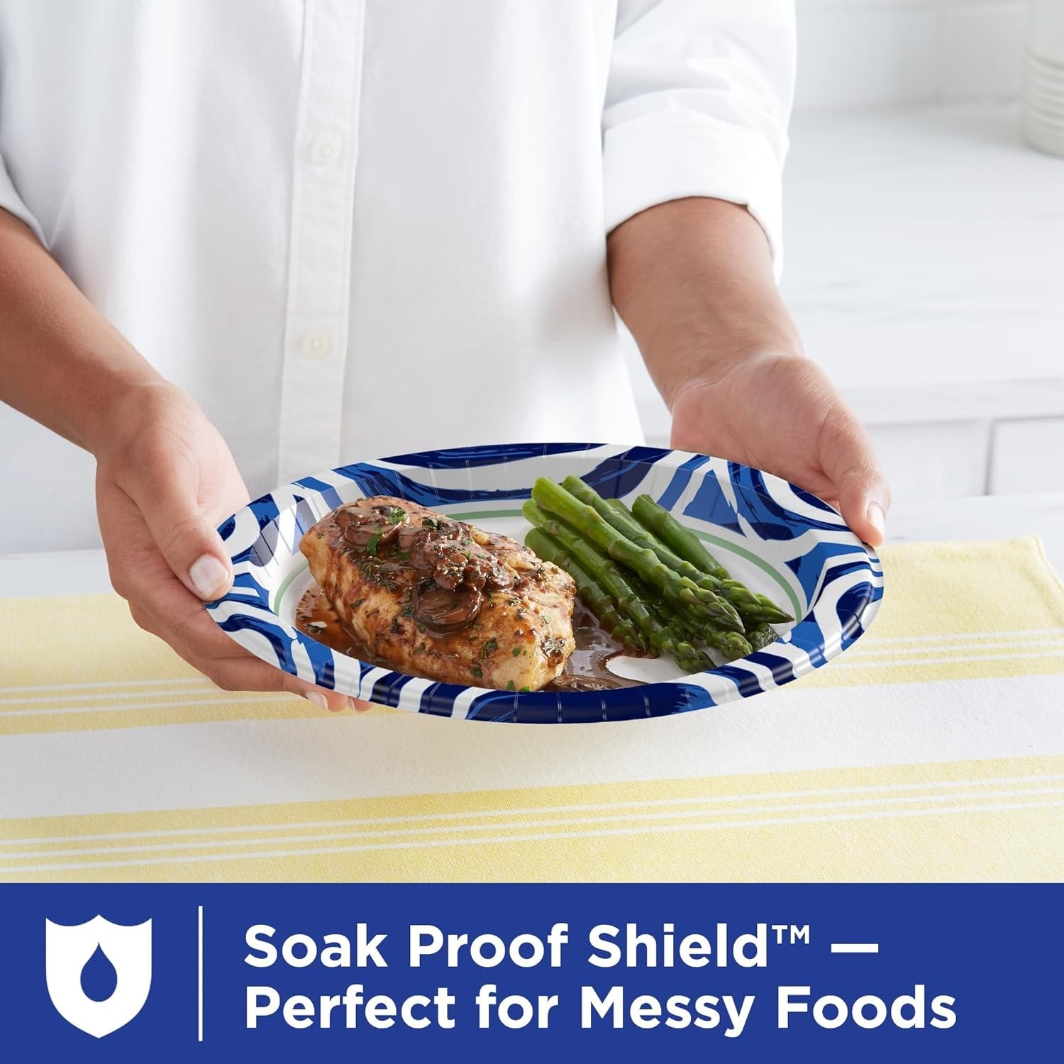Disposable Paper Plates Recyclable Everyday Plates Dinner Size 10″ Bulk 100 Pack