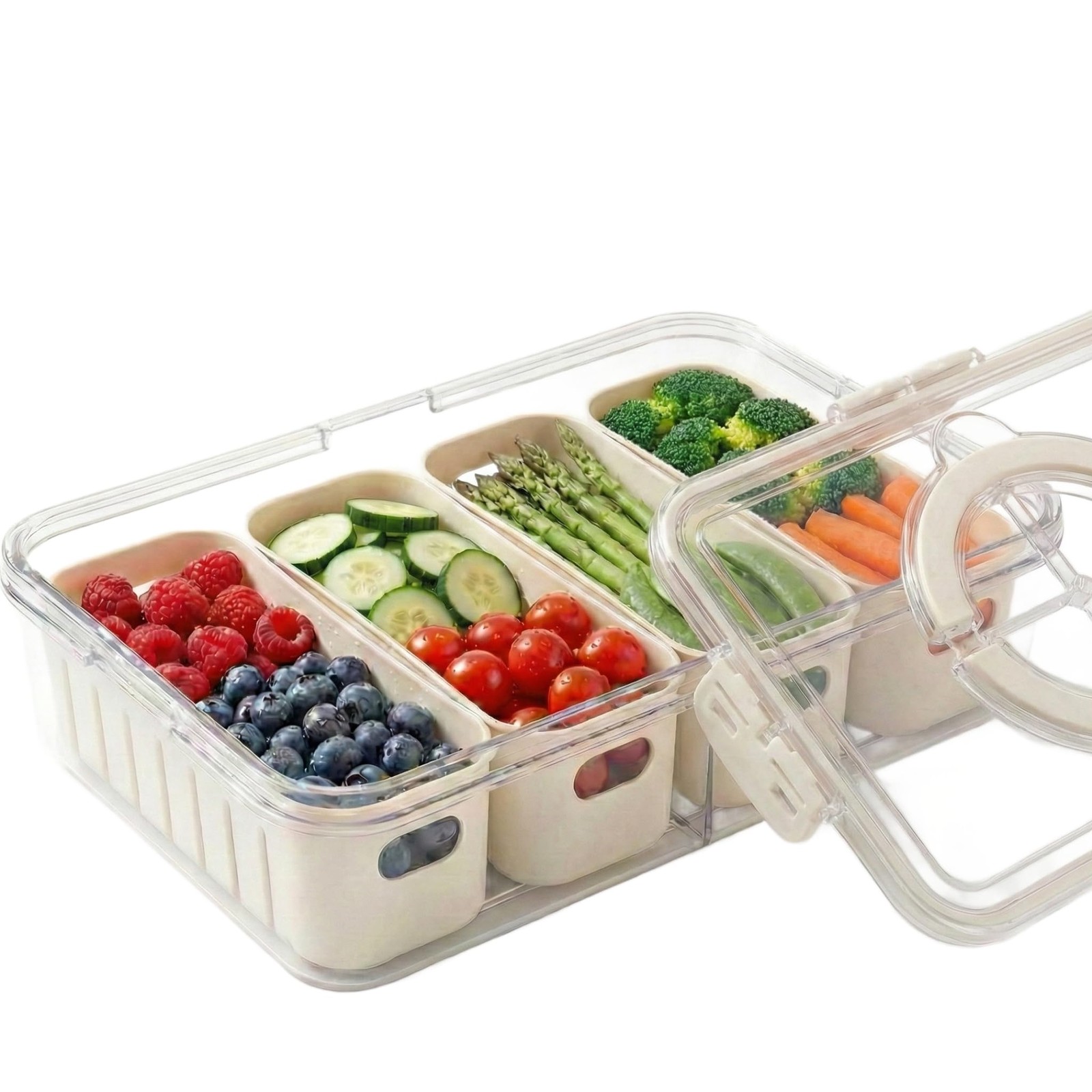 [Dishwasher Safe] Salad Bar Containers for Fridge, Veggie Containers for Refrige