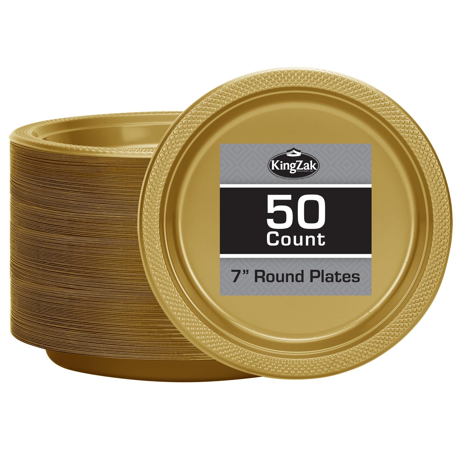 Gold Solid Color Premium Heavy Weight Plastic Appetizer Plate (7″) 50 Count -…