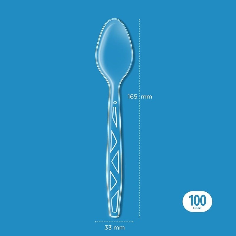 Clear Plastic Spoons 100 Count Heavy Duty Disposable Cut Out Party Utensils New