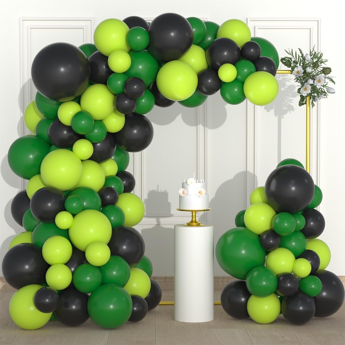 Green Black Balloon Garland Kit Dark Lime Green Balloons for Birthday Parties