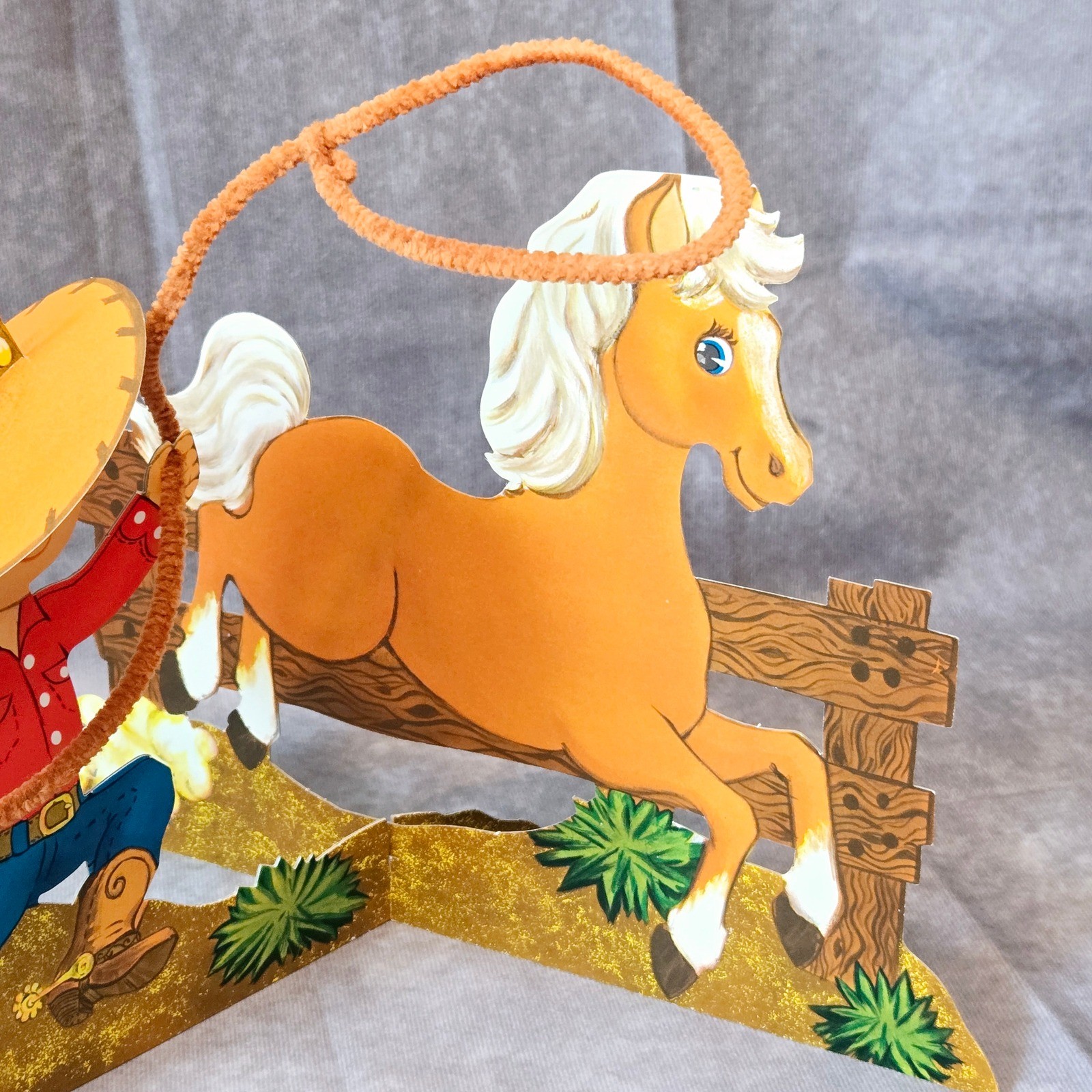 Freckles Cowboy Horse Centerpiece Hallmark Cardboard 3D Vintage Party