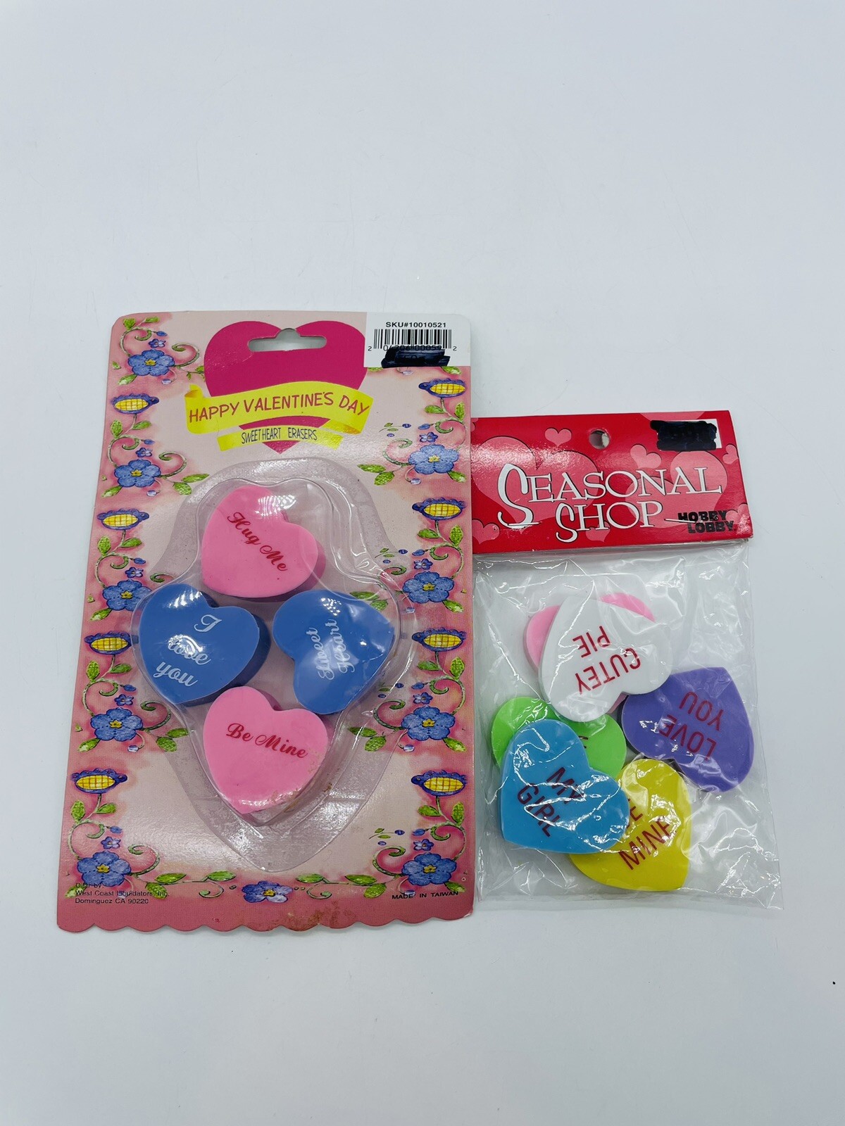 New Vintage Valentines Party Favors Erasers Pencil Toppers Conversation Hearts