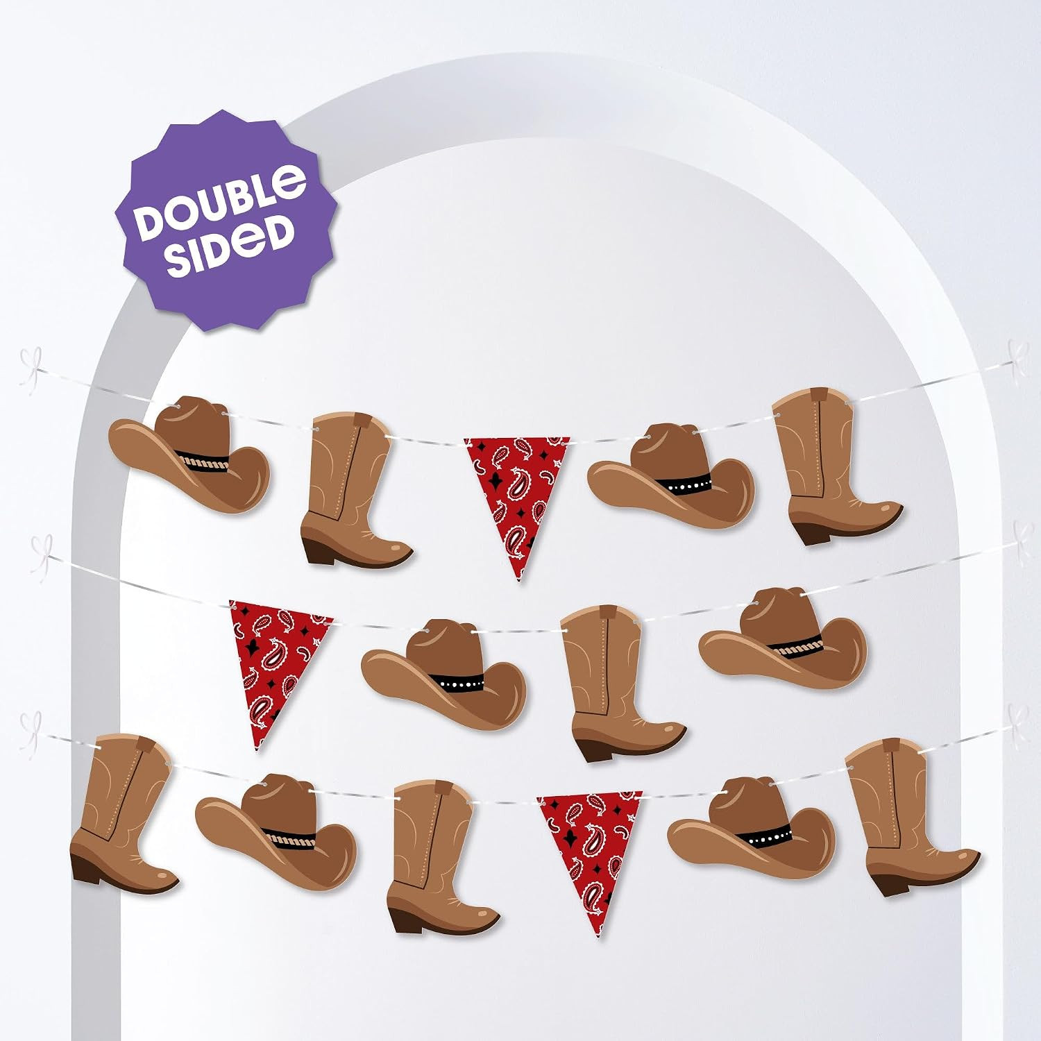 Western Hoedown Garland Banner, Wild West Cowboy Party Decorations Banner, 30 Fe