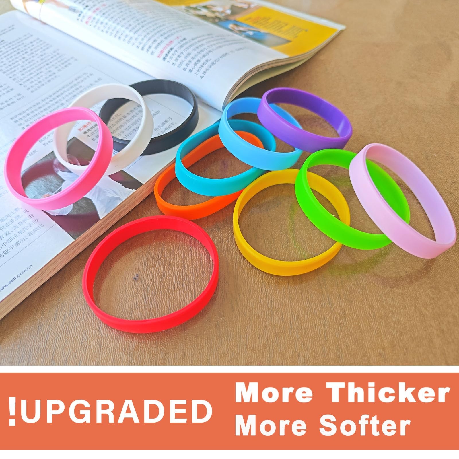 Rubber Bracelets Solid Color Silicone Wristbands Blank Stretch