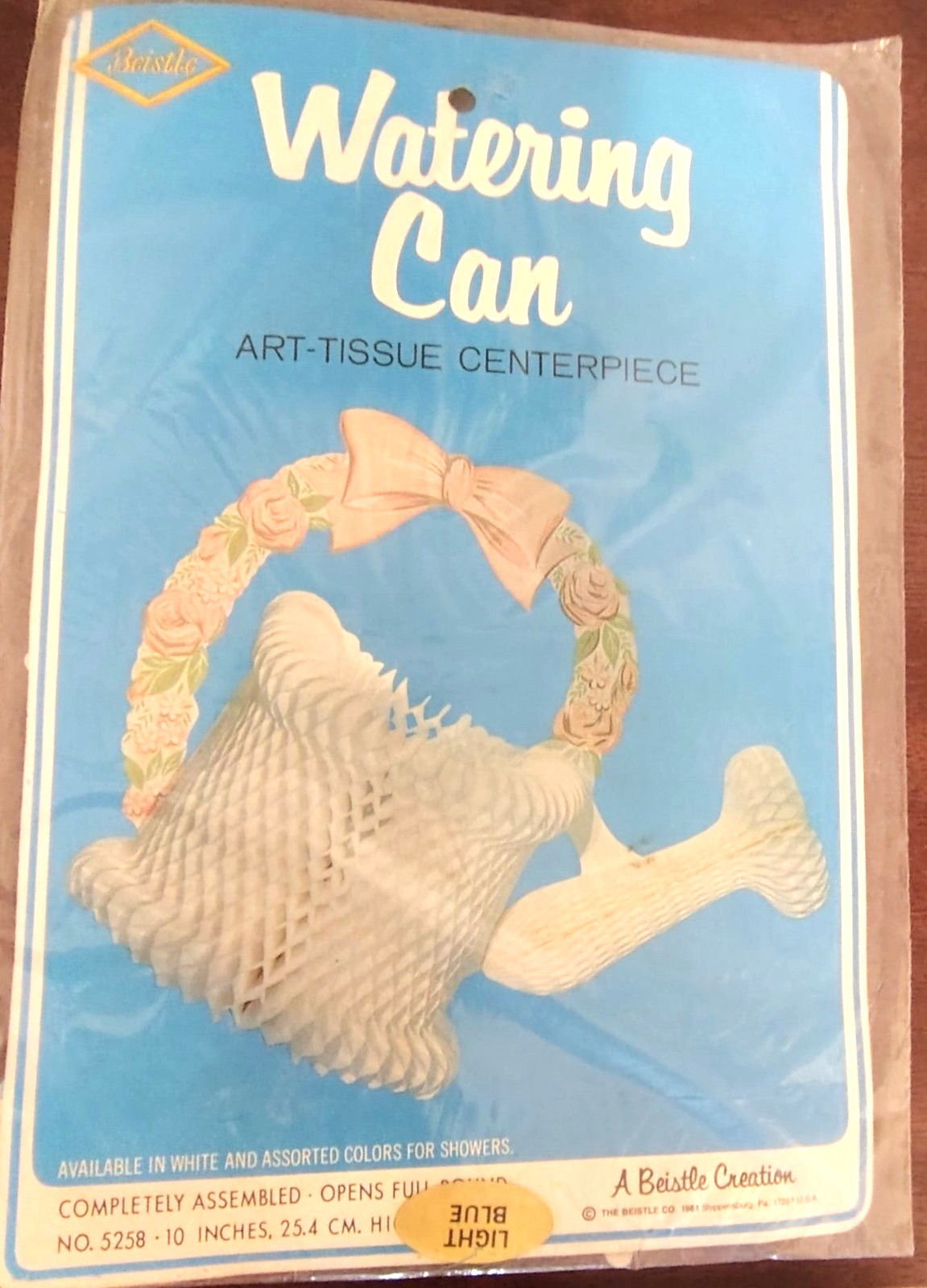 NOS Vintage Beistle Honeycomb Watering Can Decoration Wedding Baby Shower, 10″
