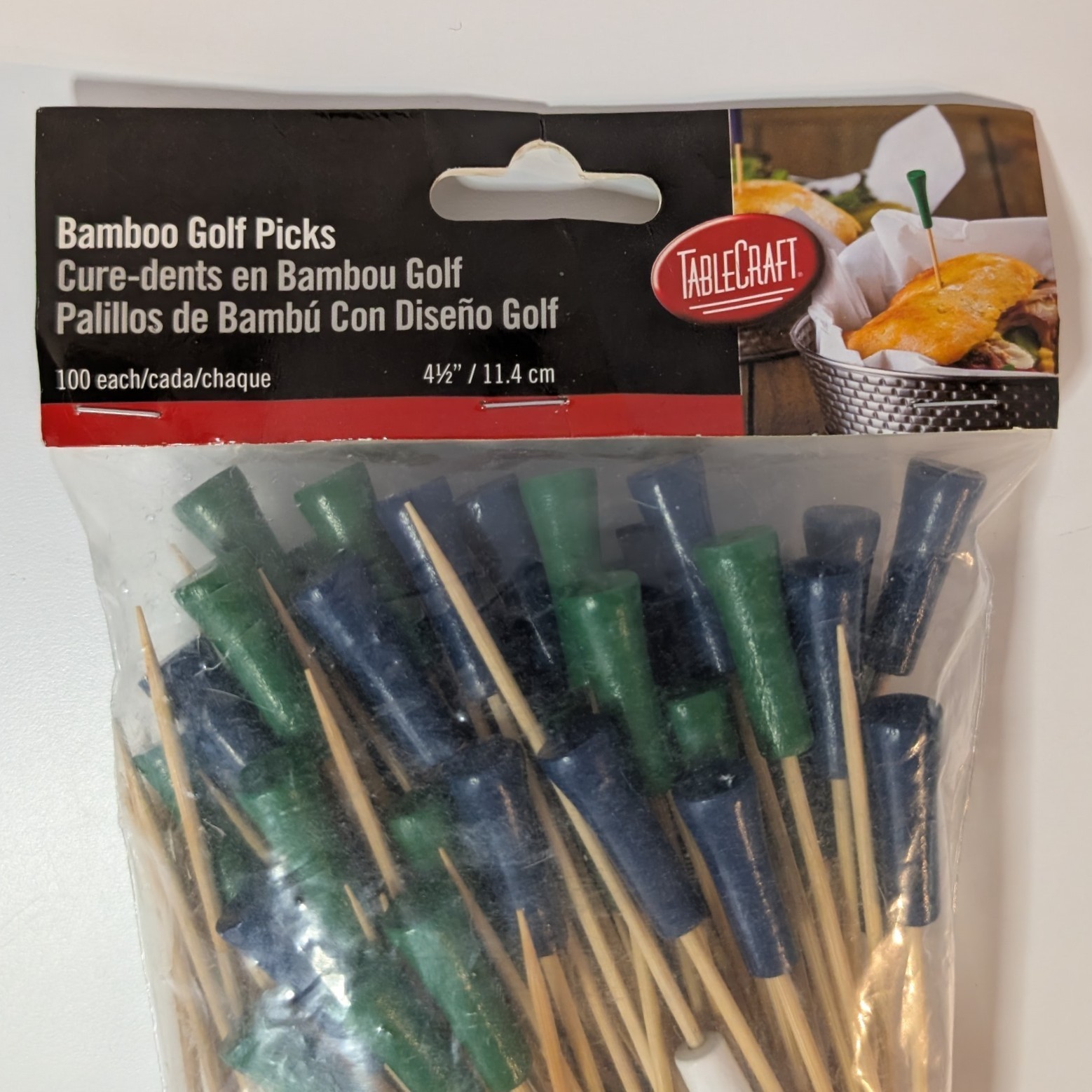 Golf Tee Cocktail Toothpicks 4.5 Inch Natural Bamboo Skewers , 100 Pc, Toothpick