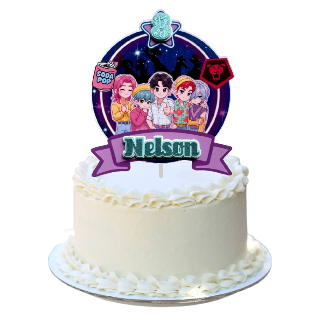 Saja Boys KPop Theme Cake Topper, Custom Name and Age, Huntrax
