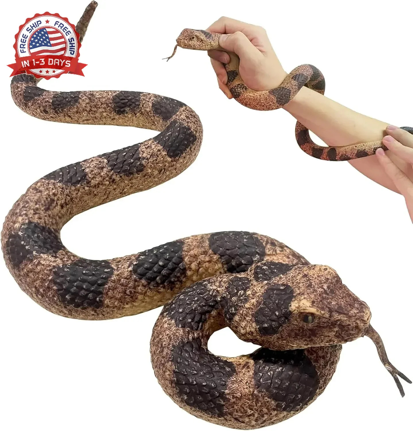 Realistic Rubber Snake Toy Heavy-Duty Garden Pest Control 12 Inch for Bird Squir
