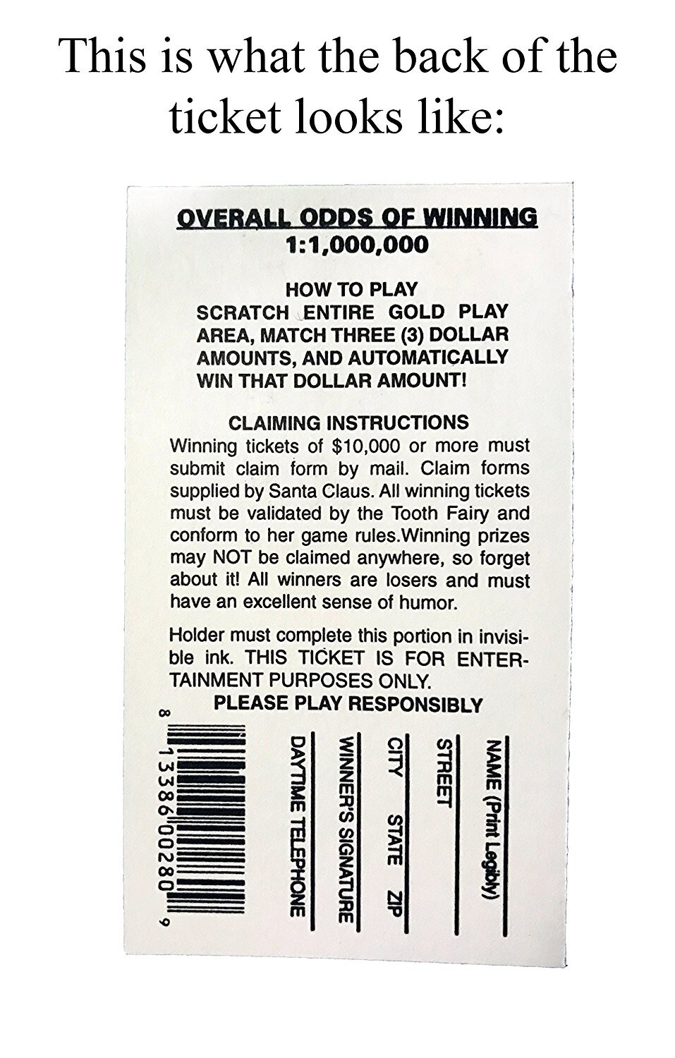 Fake Lottery Tickets-20 Pack Gag Gift Prank Scratch off Tickets