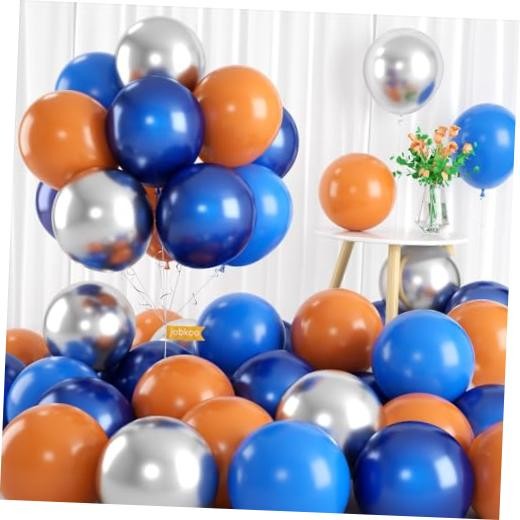 Blue Orange Space Balloons, 55 Pcs Set – Natural Latex Navy Blue and Orange