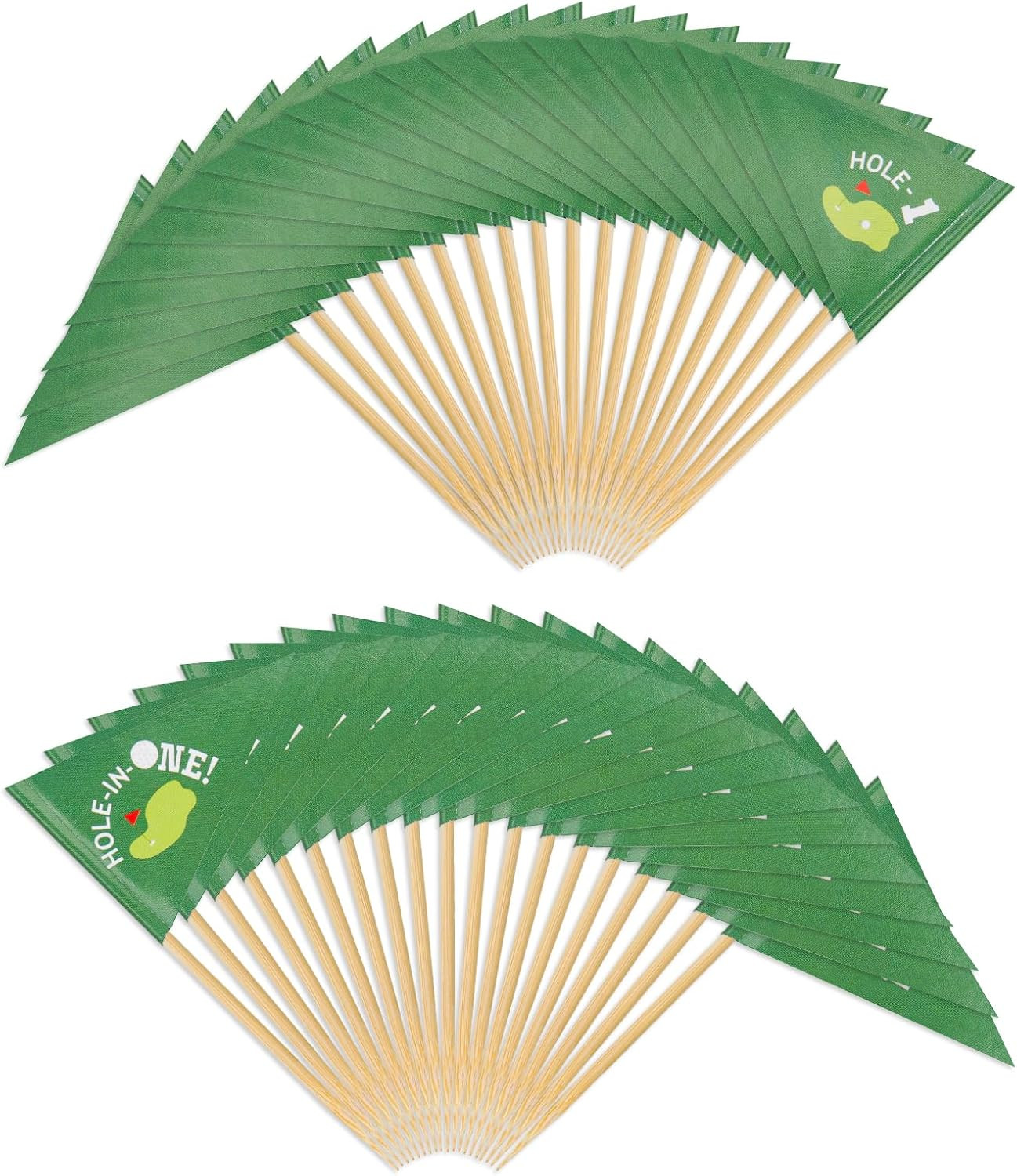 50pcs Golf Themed Toothpick Flags, Paper Golf Flag Cocktail Picks Green Golf Cup