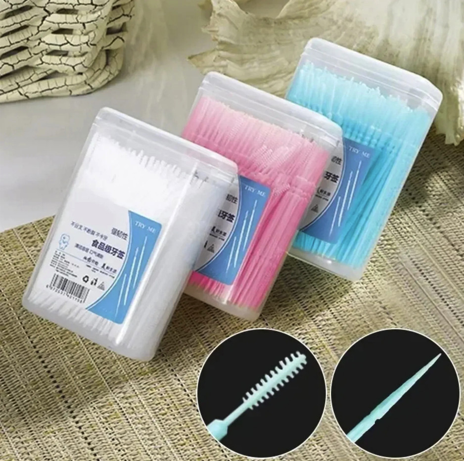 100pcs Double-Ended Disposable Toothpicks Portable Fruit Pick Set – NEW