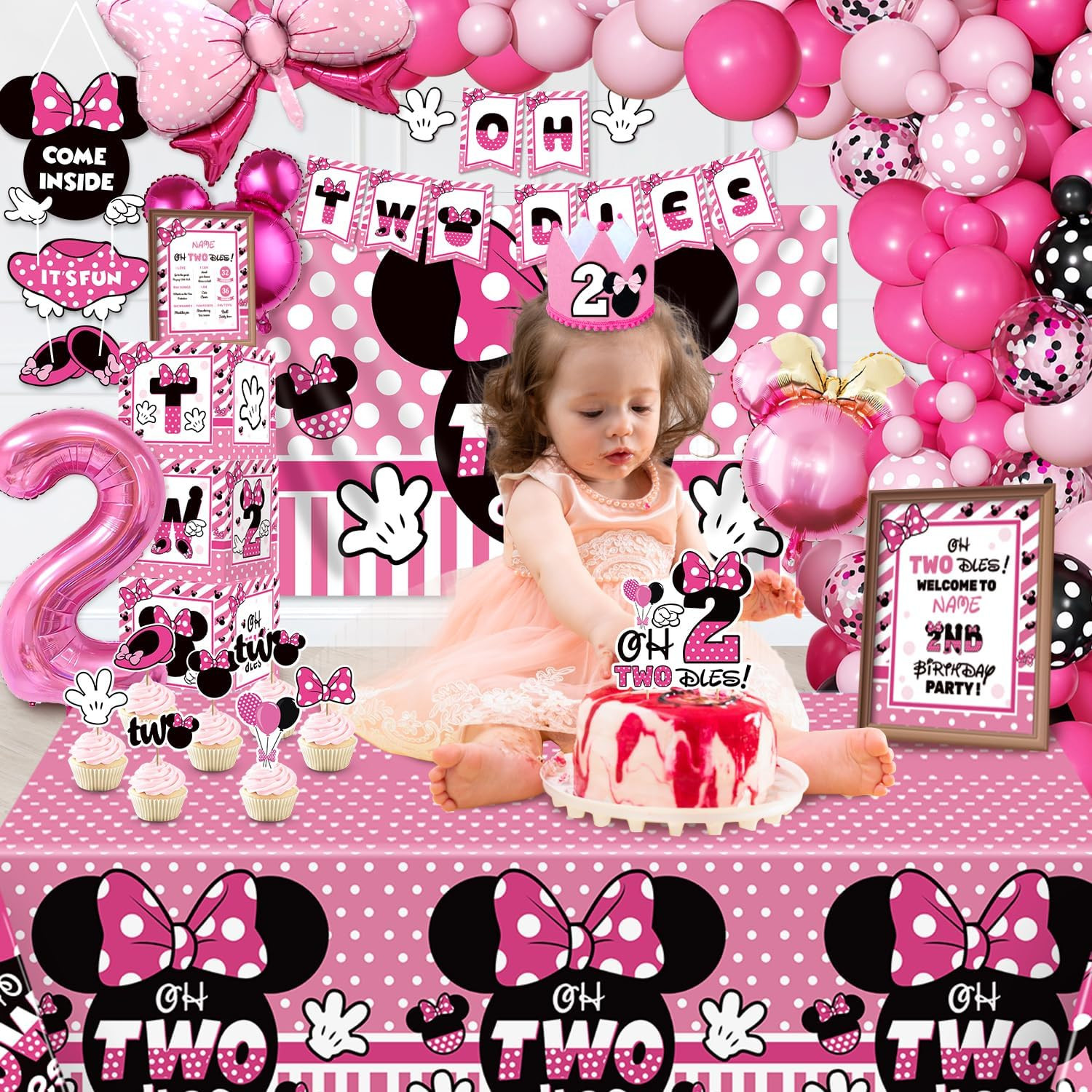 Oh Twodles Birthday Party Supplies Girl, 2Nd Birthday Decorations for Girl, 150