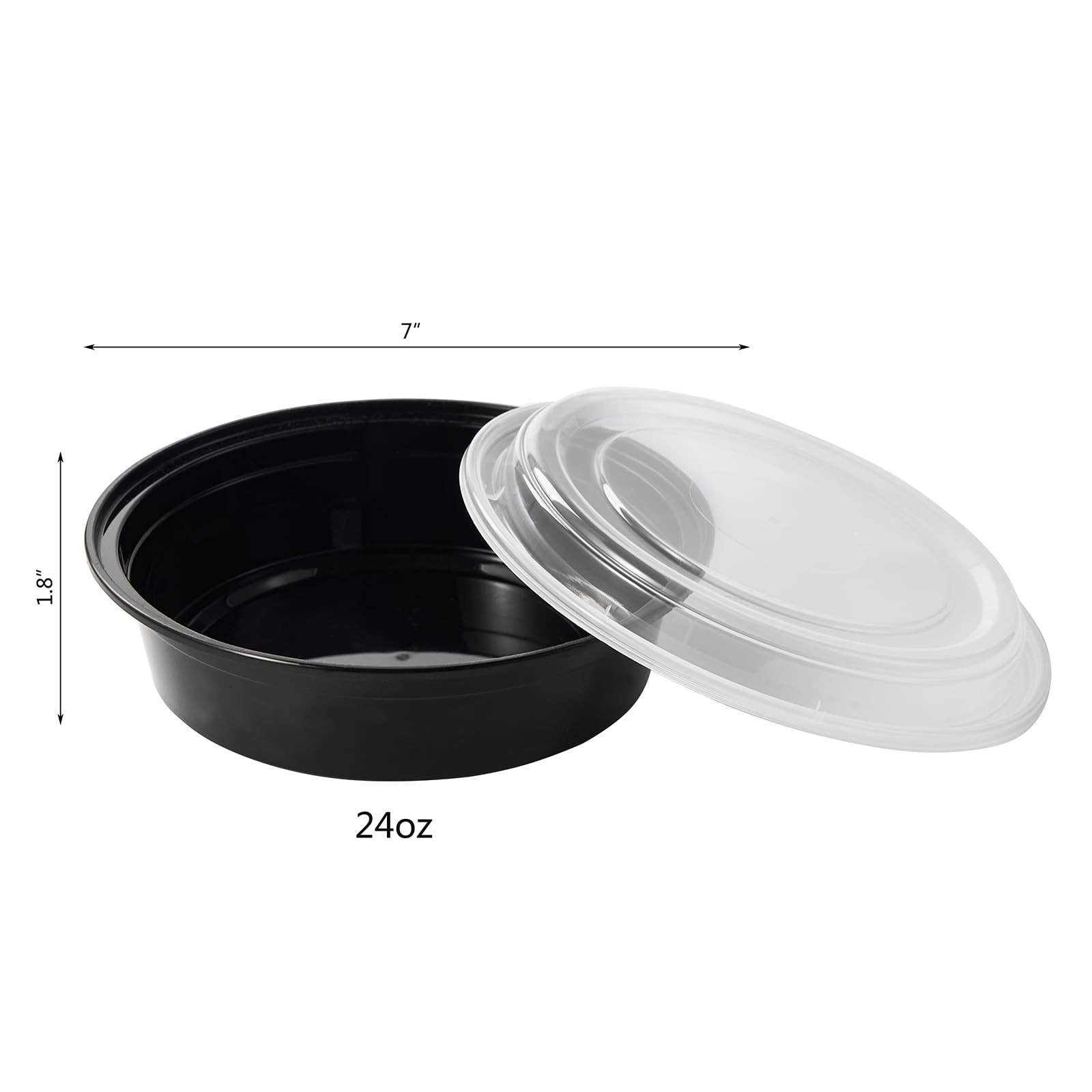 FULING 24 oz 50 ct Round Meal Prep Food Storage Containers with Lids To Go Plast
