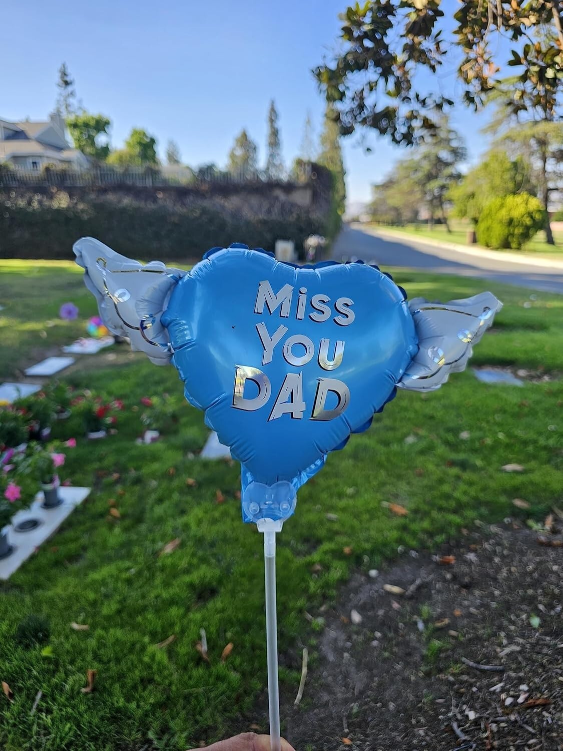 Miss You Dad Heavenly Balloons Heart Shaped with angel wings (2 Pack)