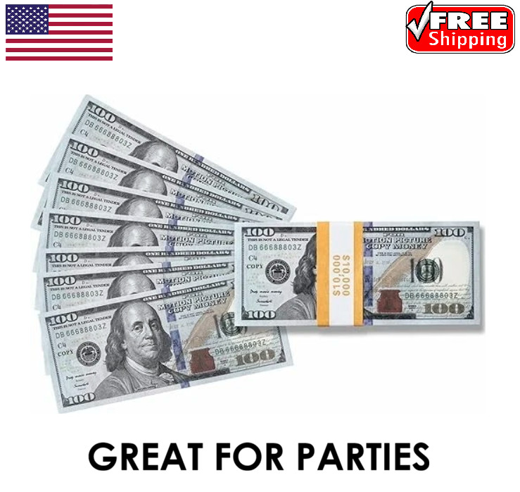 $100 Dollar Bills Prop Motion Picture Money $10,000 Dollars Total FAKE USA SHIP