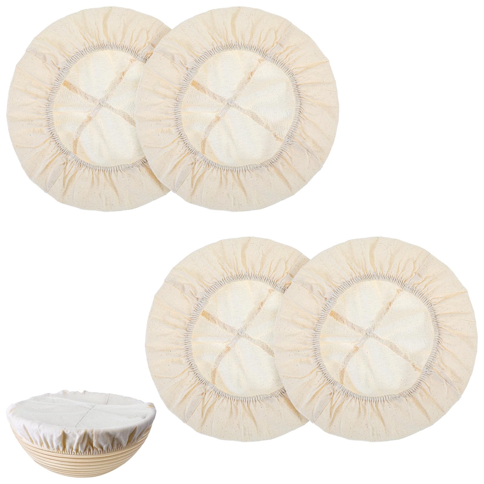 4 Pack Premium Sourdough Bowl Covers – Reusable Linen Cotton Fabric Lids for Bre