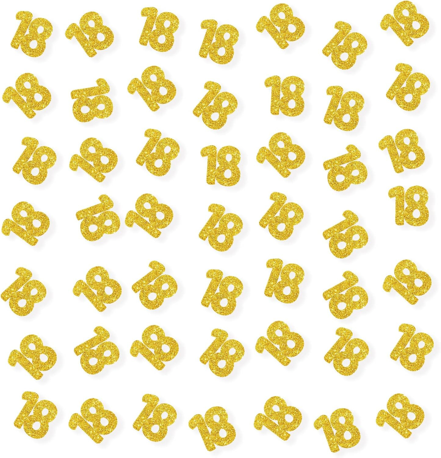 Set of 100 Number 18 Confetti, Gold Glitter 18 Paper Scatter, 18Th Birthday Part
