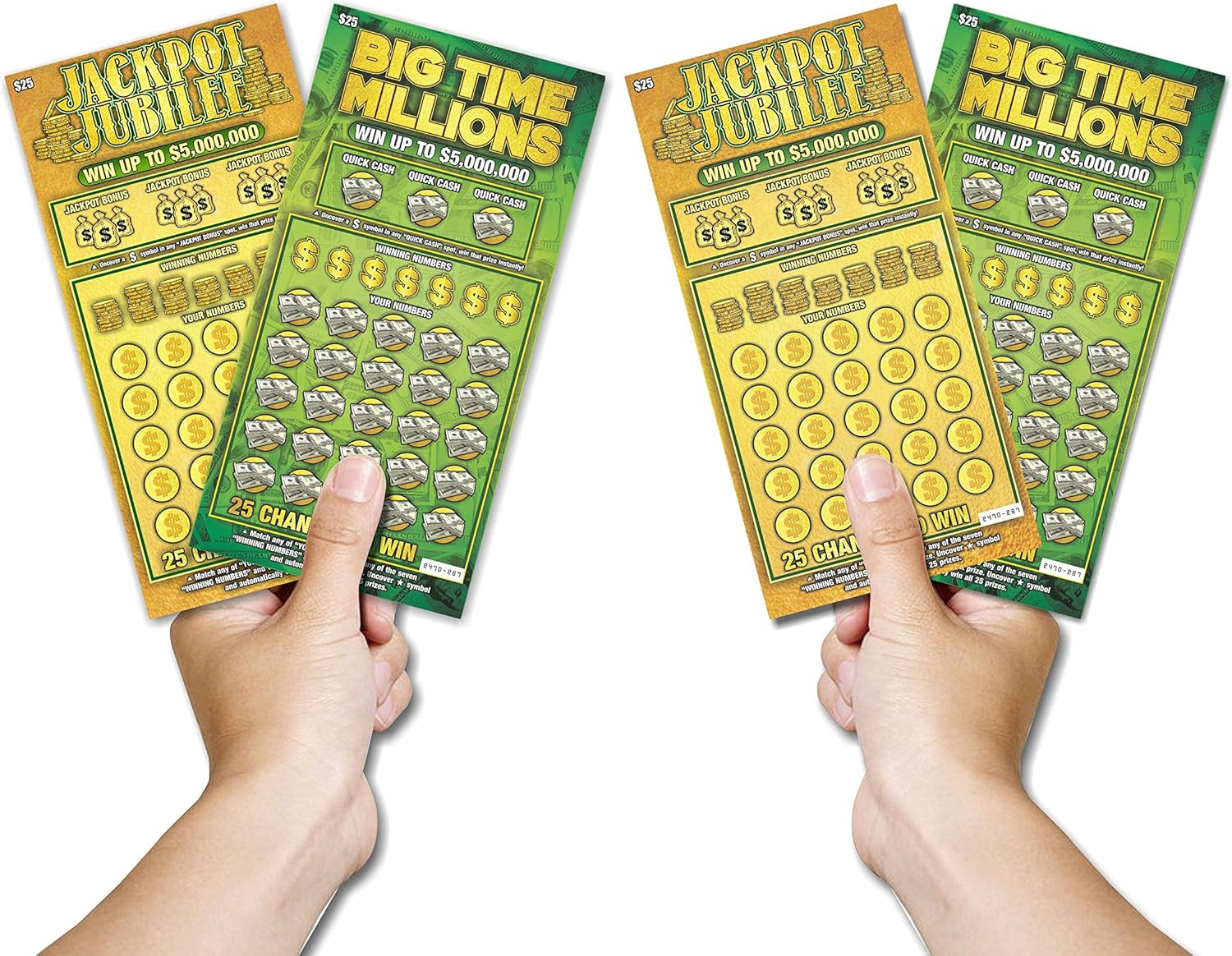 Prank Gag Fake Lottery Tickets – 8 Total Tickets, 4 of Each Winning Tick