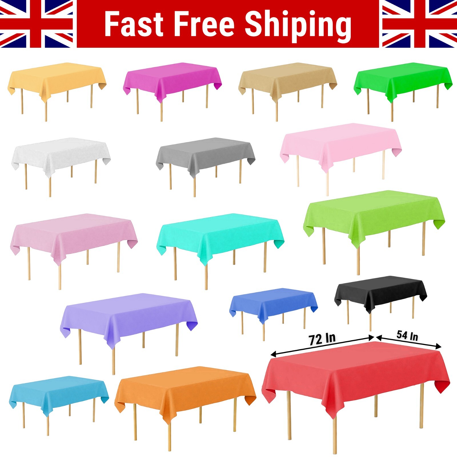 Plastic Tablecover Tablecloth Rectangle Oblong Birthday Tableware Wedding