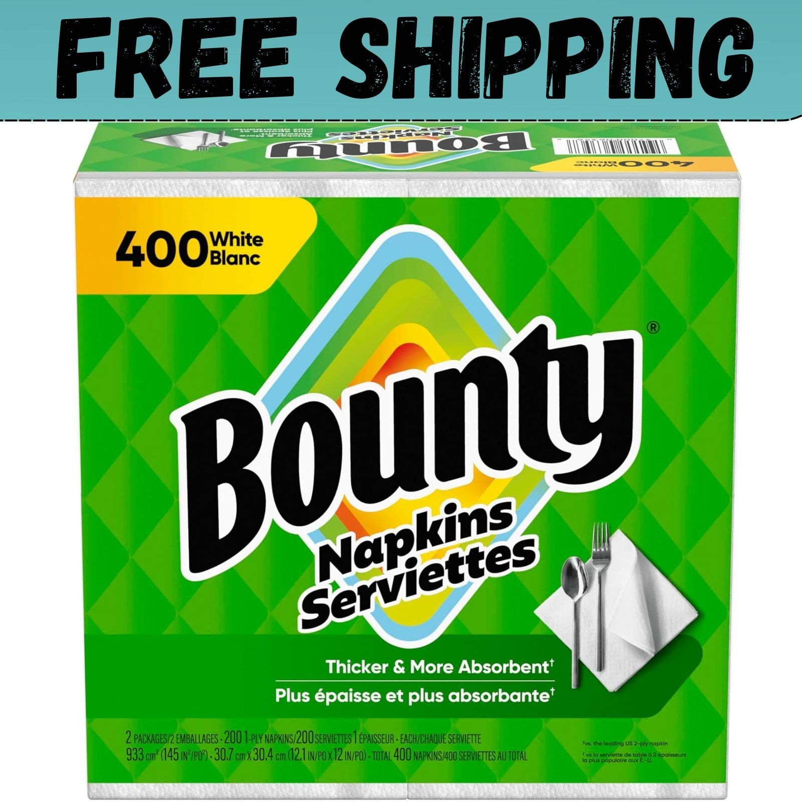 Bounty Paper Napkins, White, 400 Count