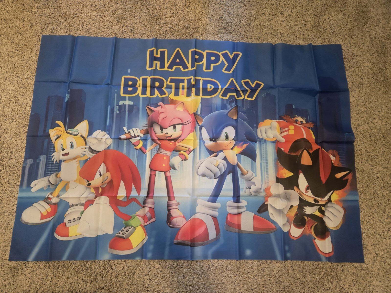 Sonic The Hedgehog And Friends Backdrop Banner 3 X 5 Ft Happy Birthday Party