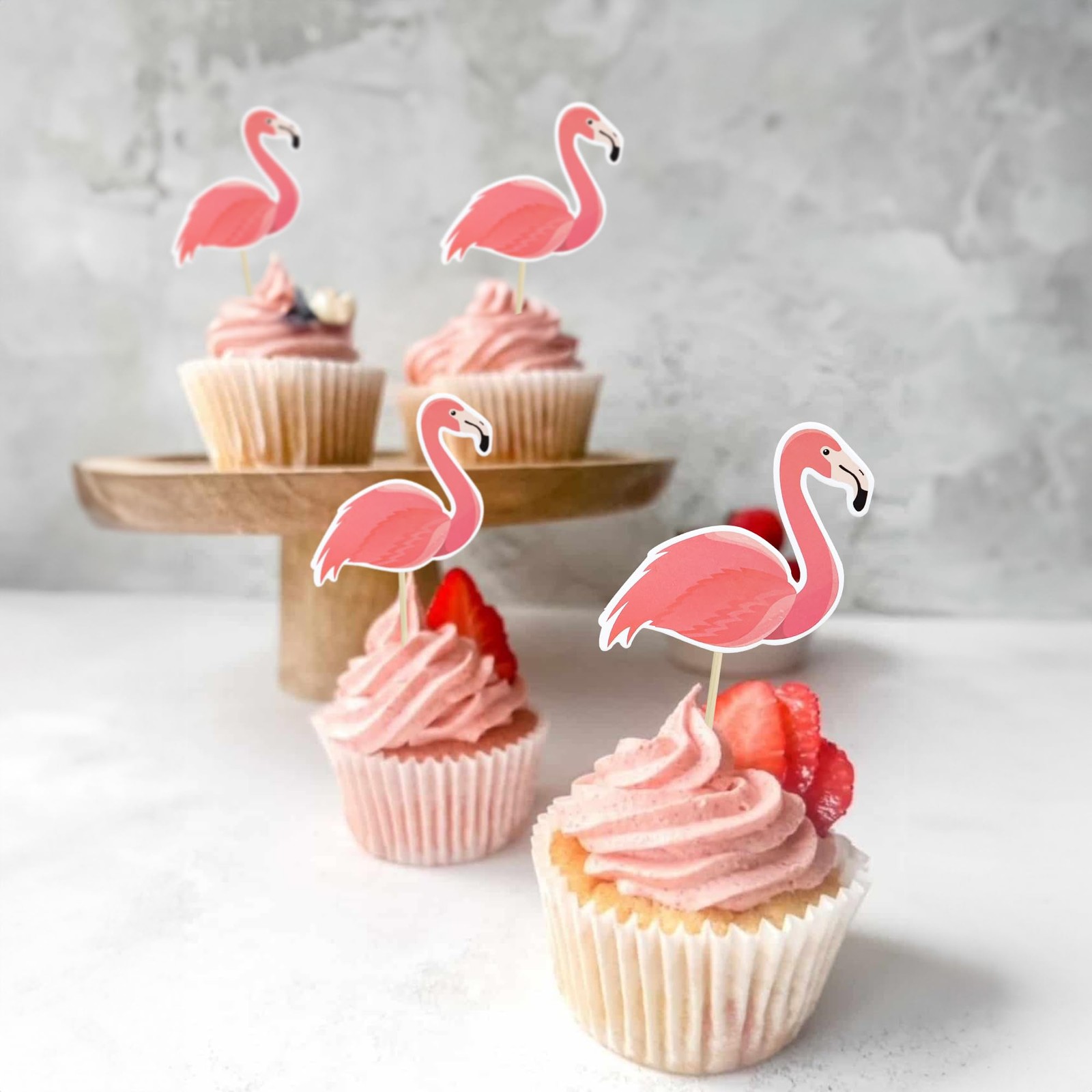 36Pcs Flamingo Cupcake Toppers Summer Tropical Cupcake Toppers Aloha Cake Decora