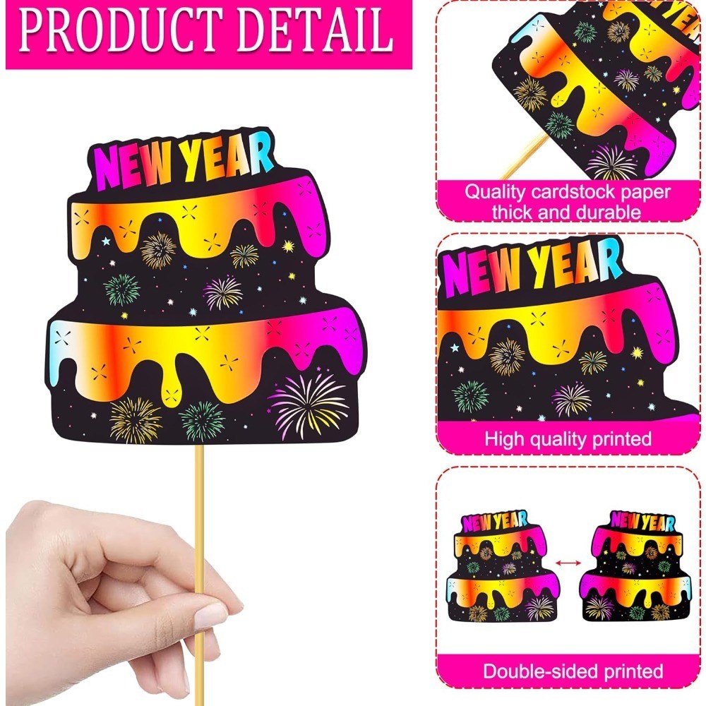 20pcs Happy New Year Party Centerpiece Sticks Colorful New Years Eve Party