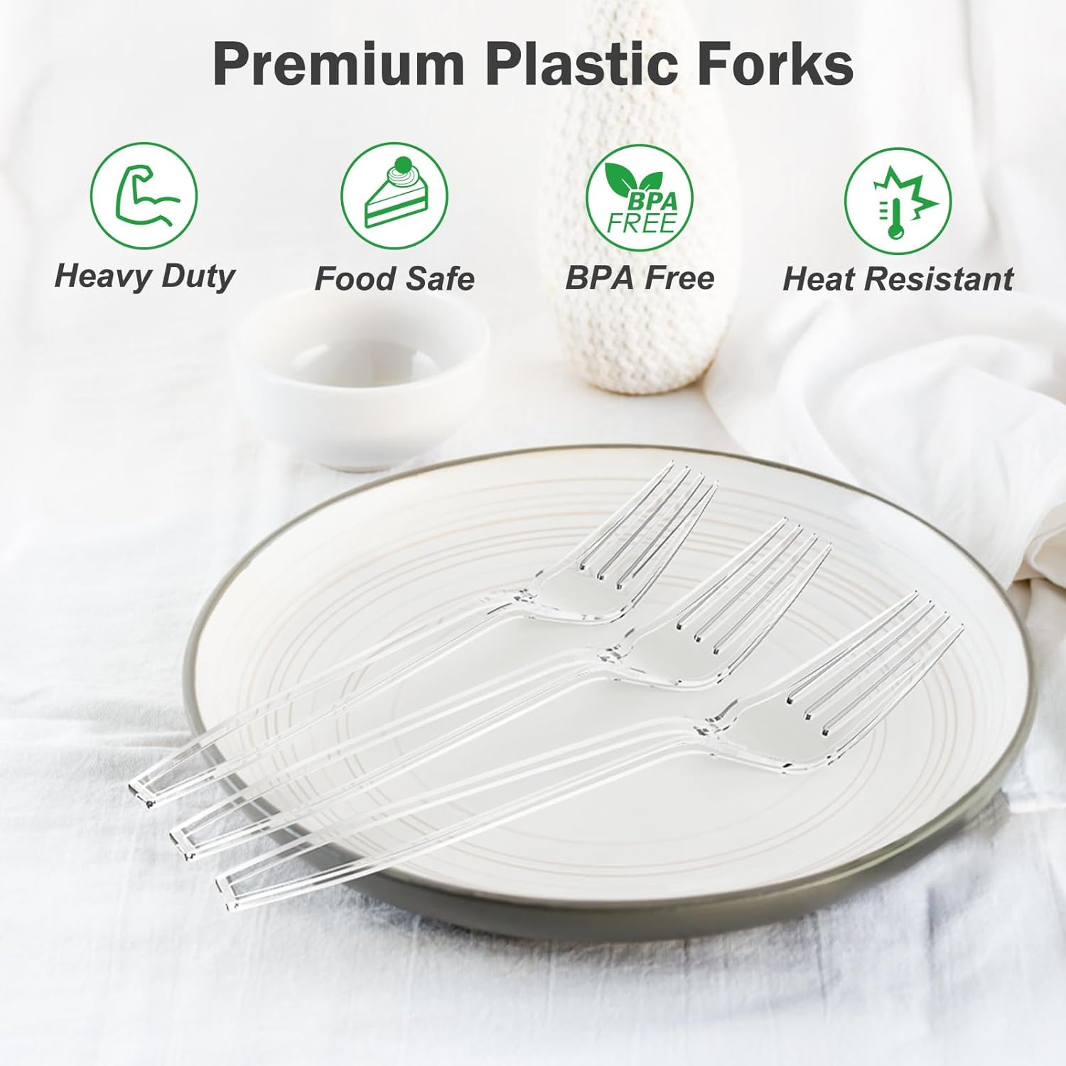 360 Count Extra Heavy Duty Clear Plastic Forks Disposable, Bpa-Free, Heat Resist